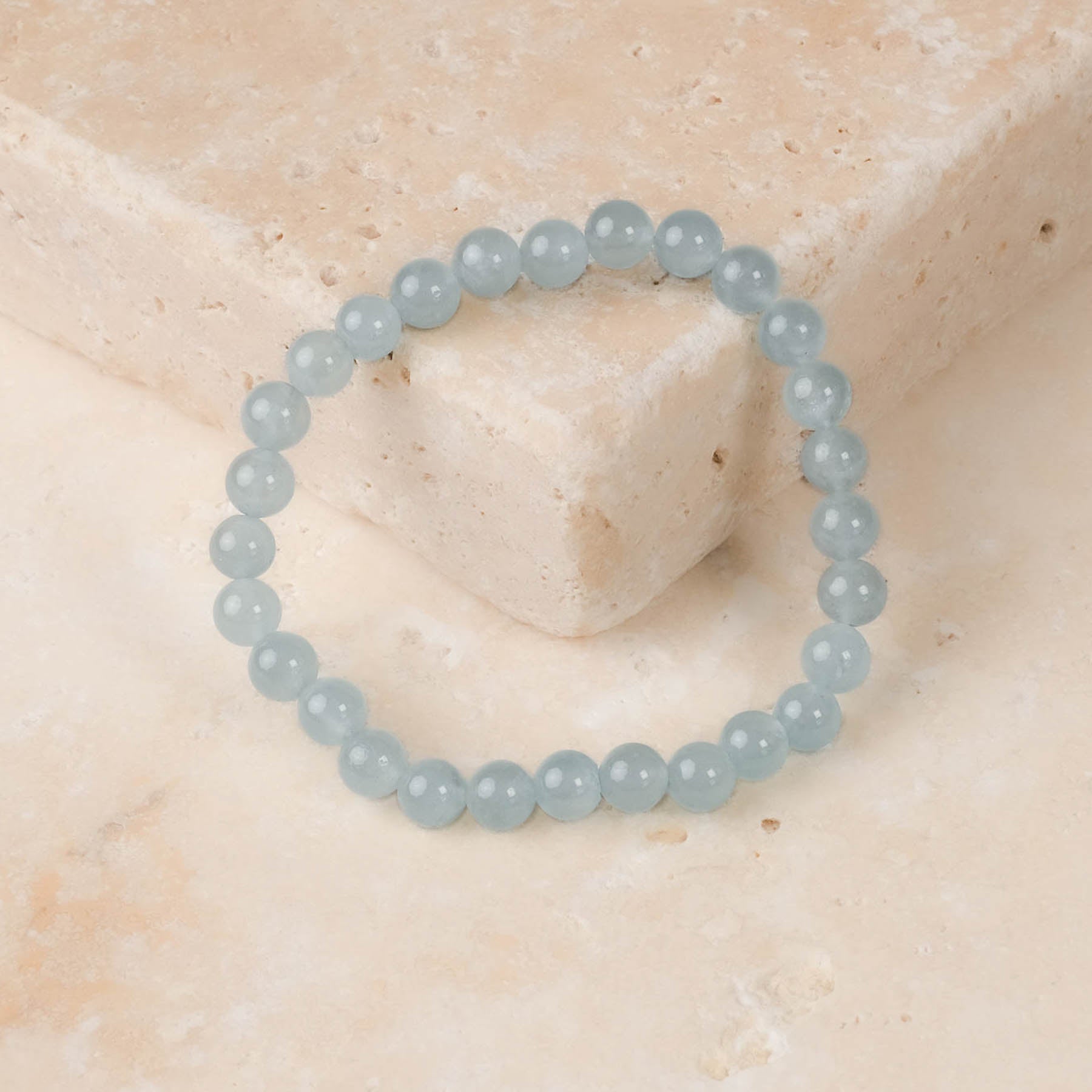 Bracciale di pietre preziose Acquamarina 6 mm