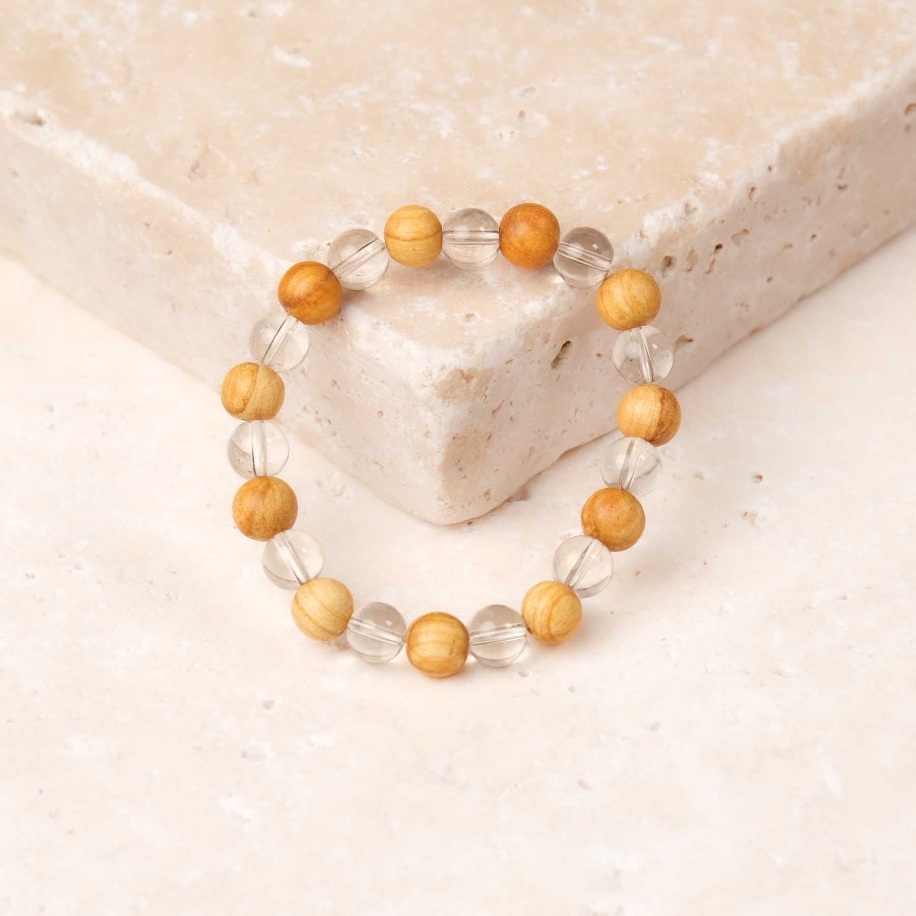 Bracciale di pietre preziose Cristallo di rocca e Palo Santo