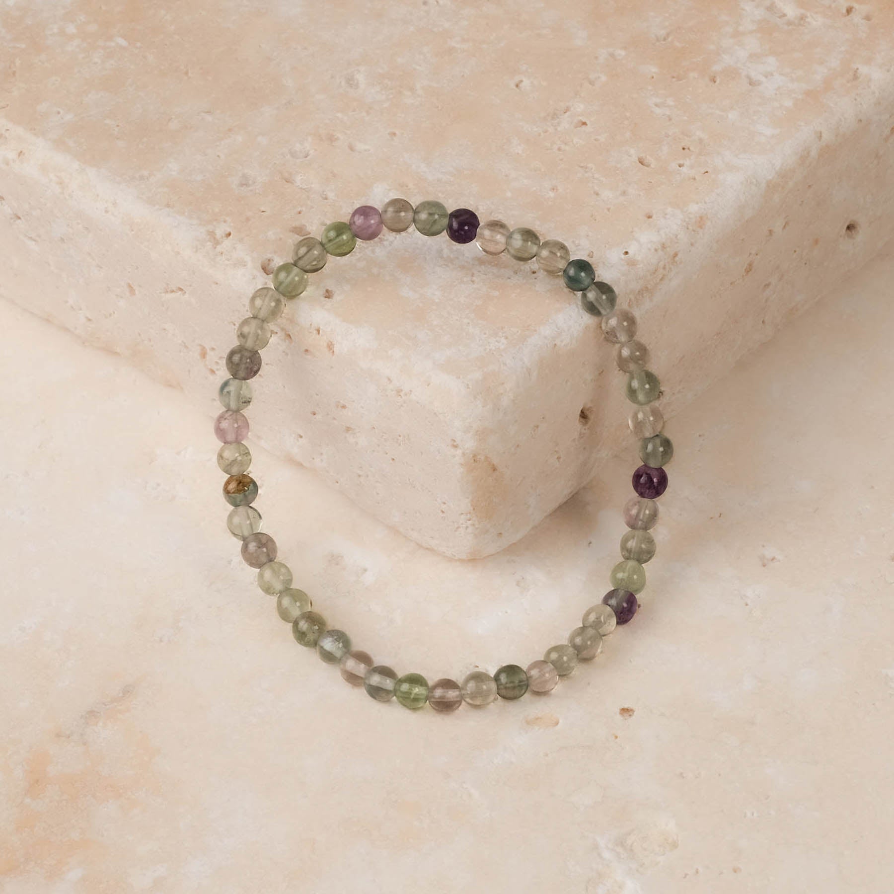 Bracciale di pietre preziose Fluorite 4 mm