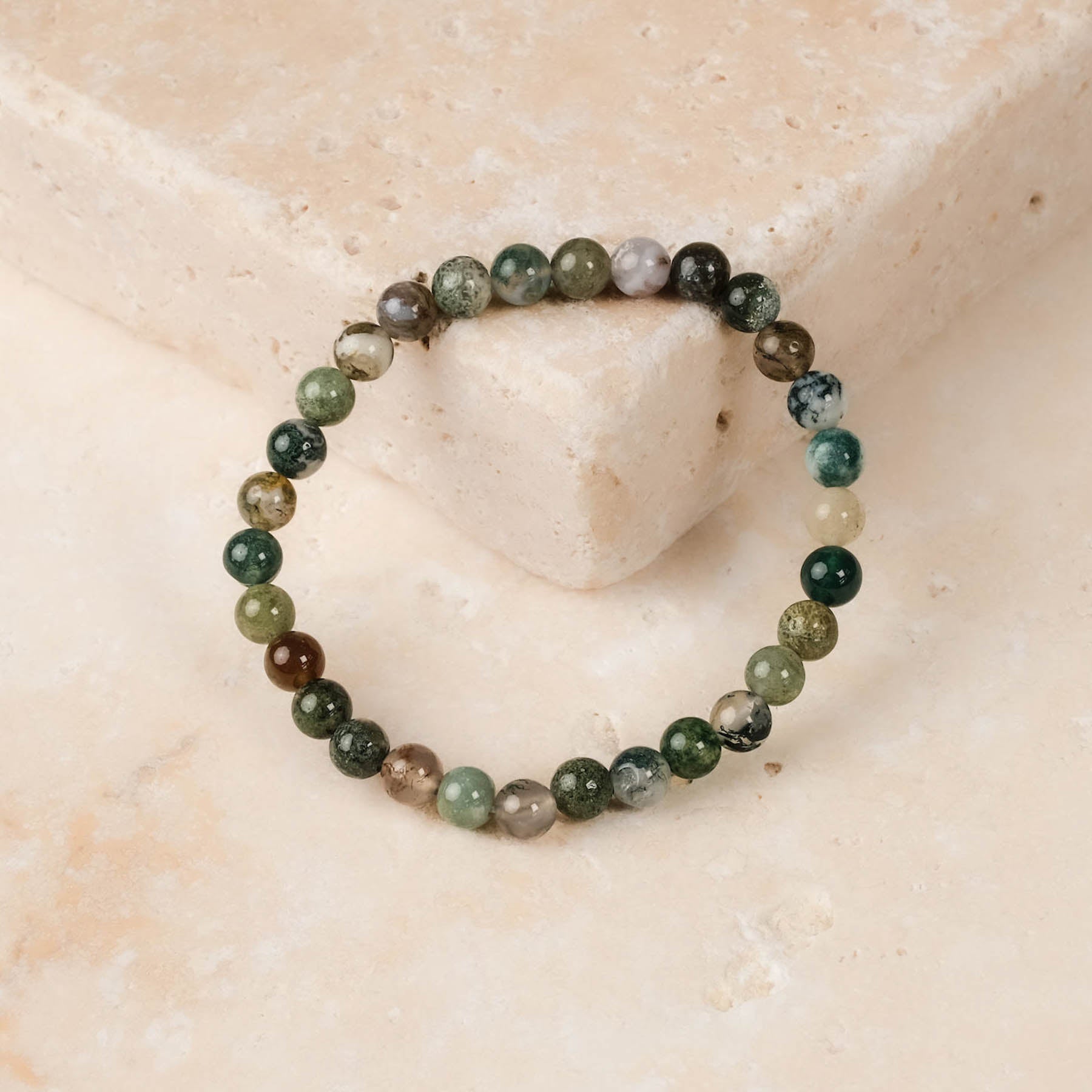 Bracciale di pietre preziose Agata indiana 6 mm