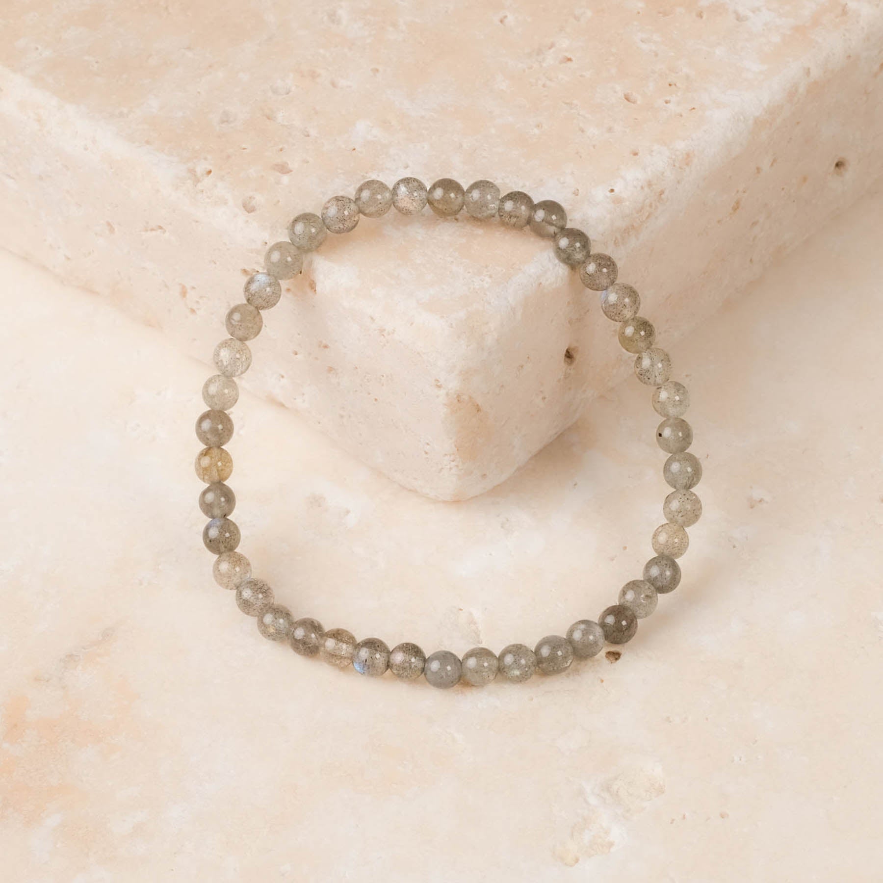 Bracciale di pietre preziose labradorite grigio chiaro 4 mm