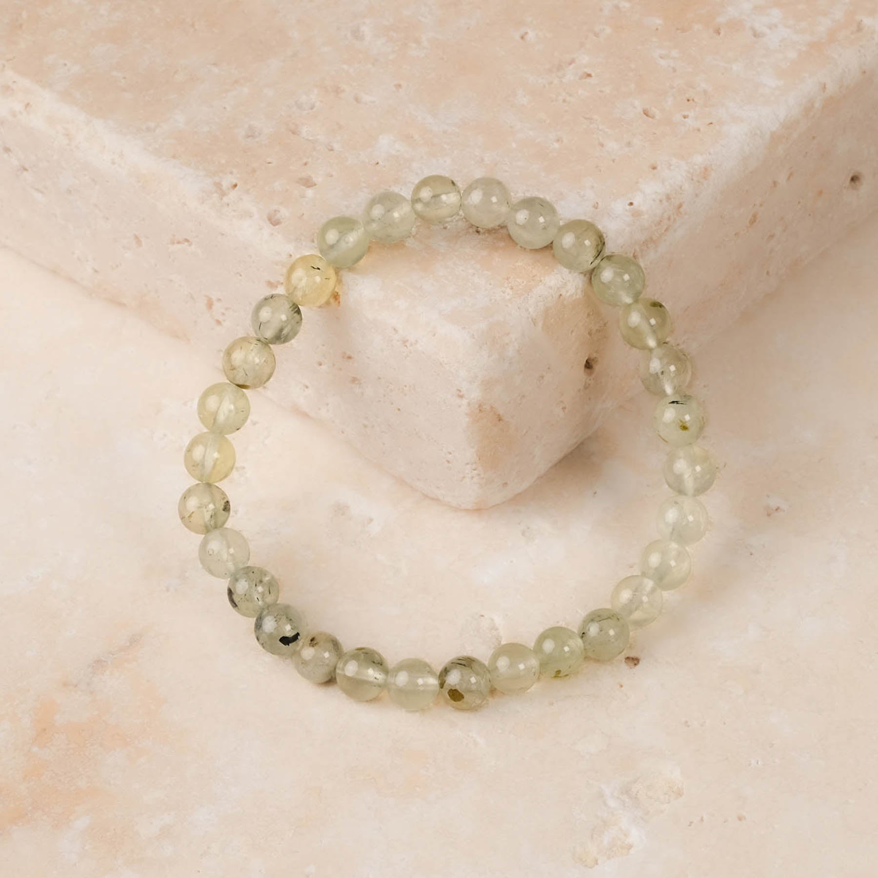 Bracciale di gemme di prehnite 6 mm