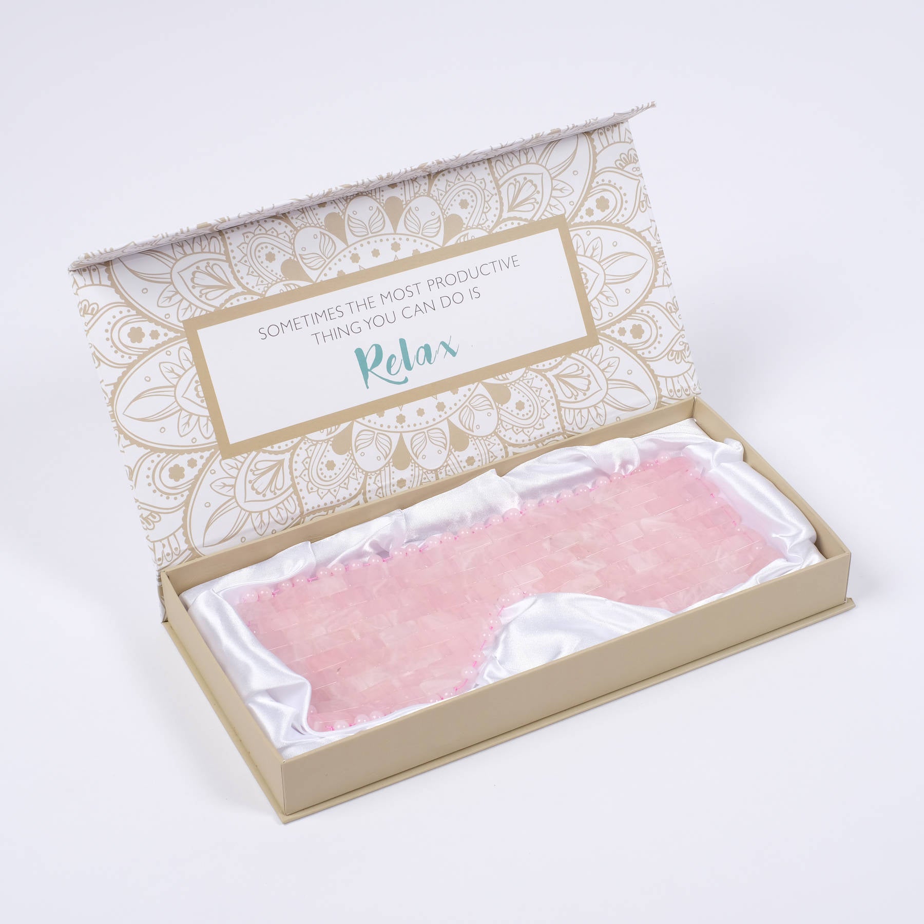 Maschera per gli occhi in pietra preziosa Quarzo rosa