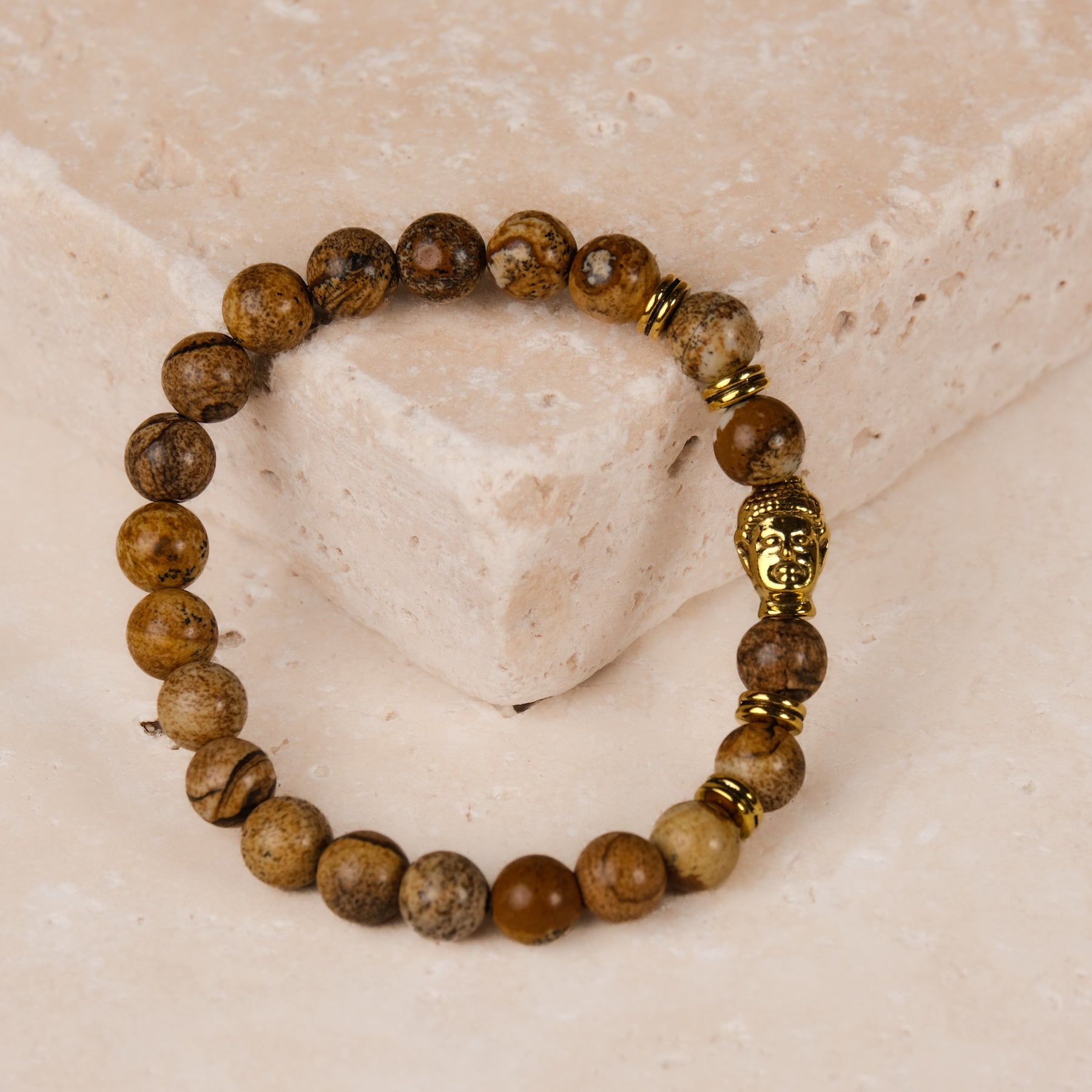 Bracciale di pietre dure Paesaggio diaspro Buddha