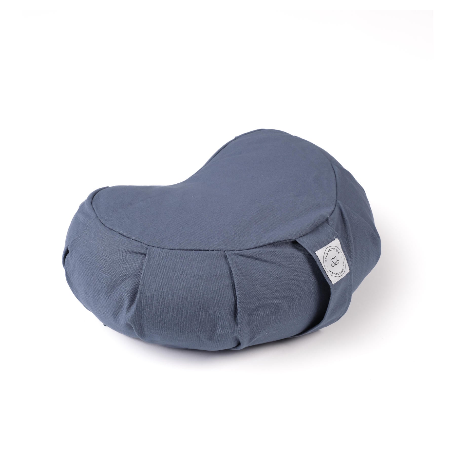 Cuscino da meditazione Mezza Luna Zafu uni blu-cielo in cotone biologico