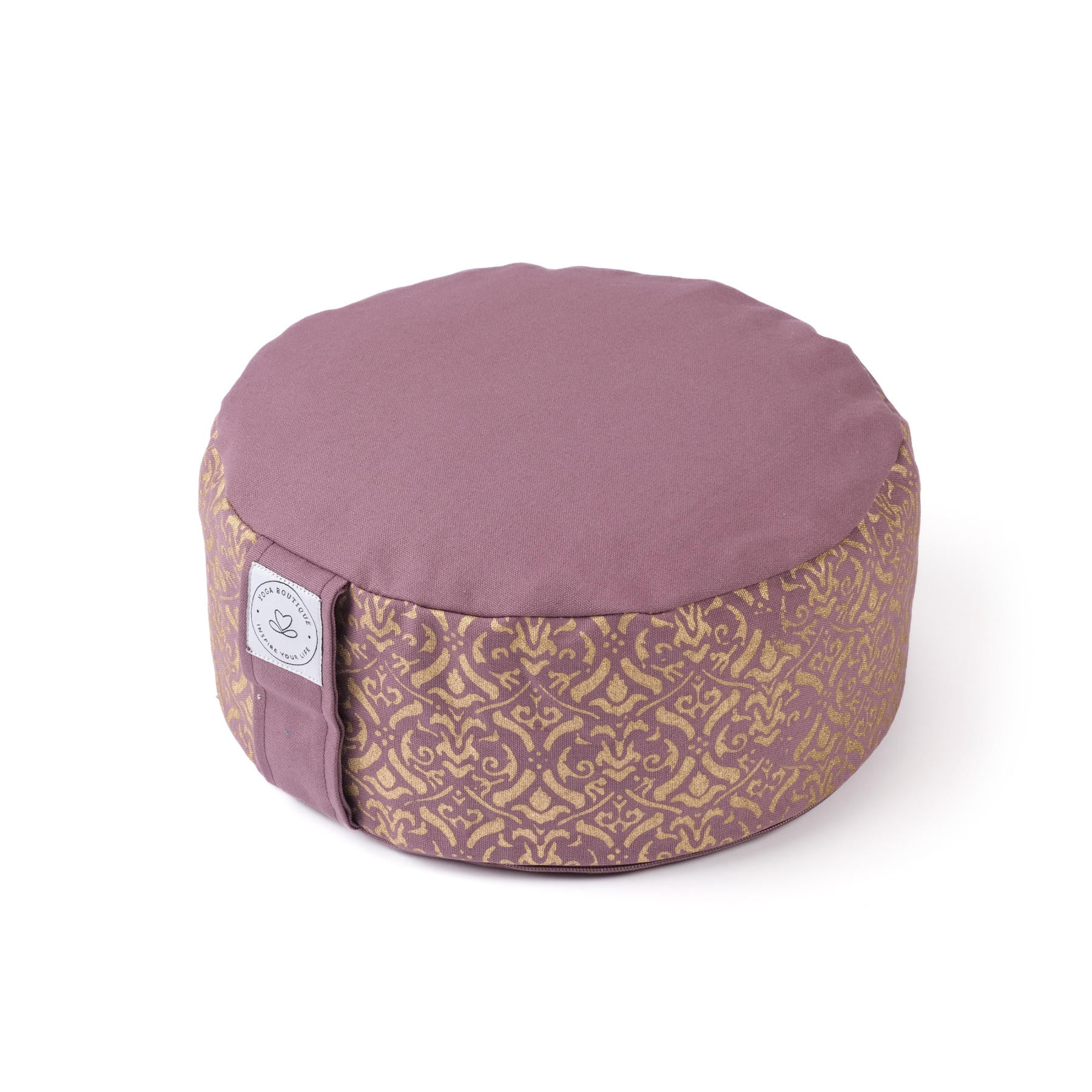 Cuscino da meditazione Taj Mahal stampato a blocchi d'oro color lavanda
