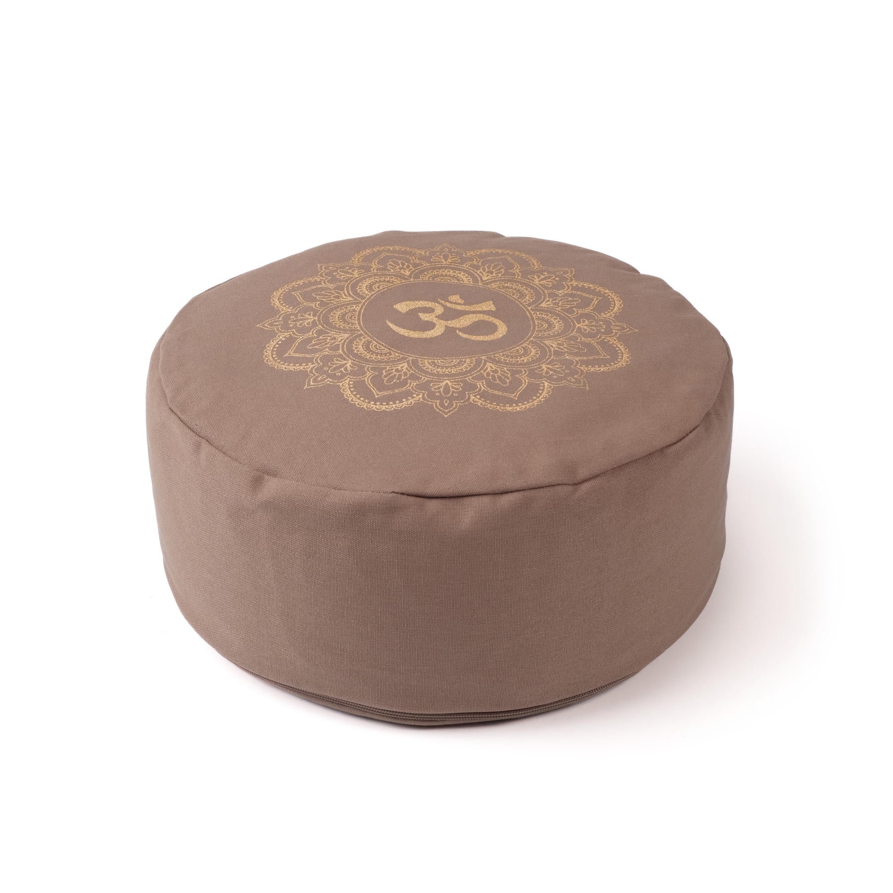 Cuscino da meditazione Mandala rotondo OM oro Stampa marrone-terra