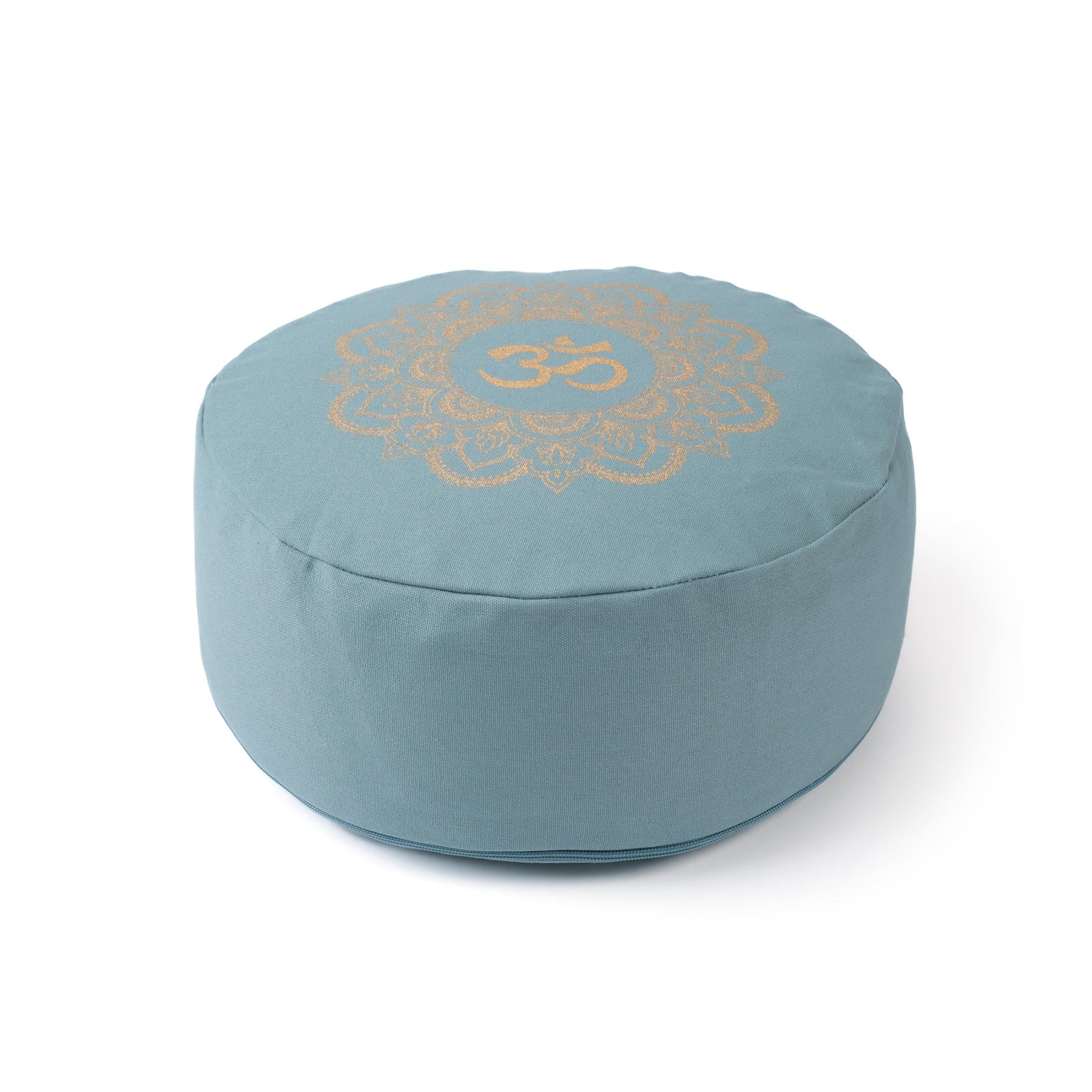 Cuscino da meditazione Mandala rotondo OM oro Stampa verde-acqua
