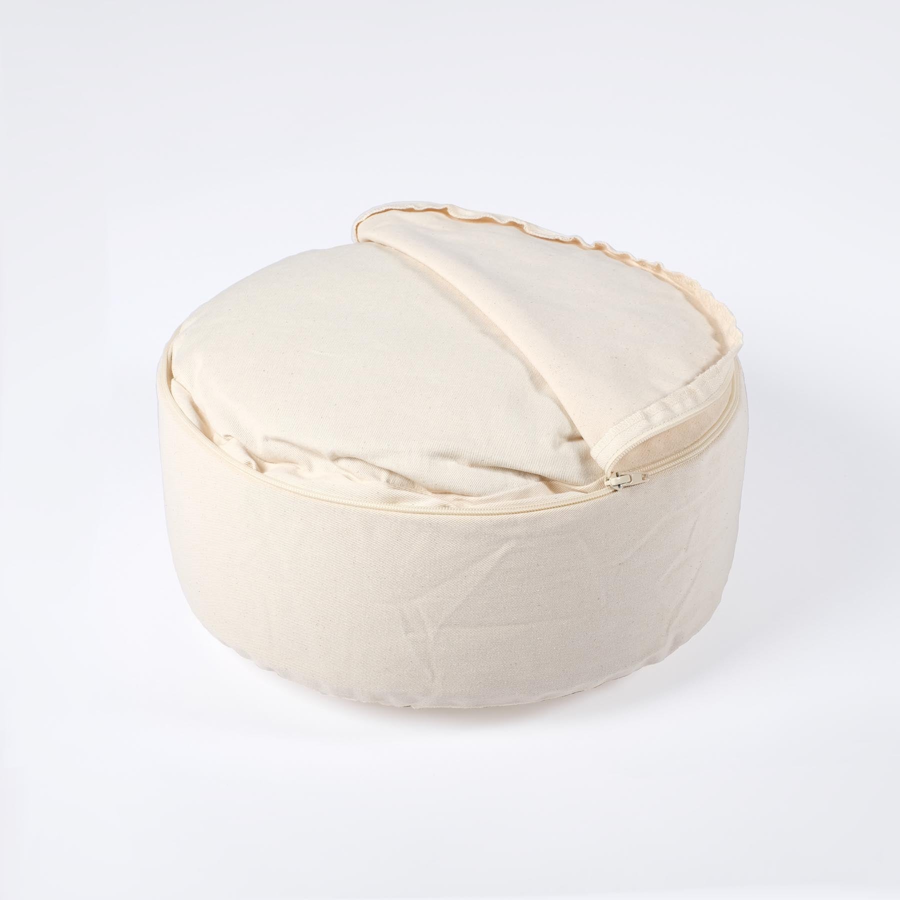 Cuscino da meditazione Mandala rotondo OM Bianco naturale