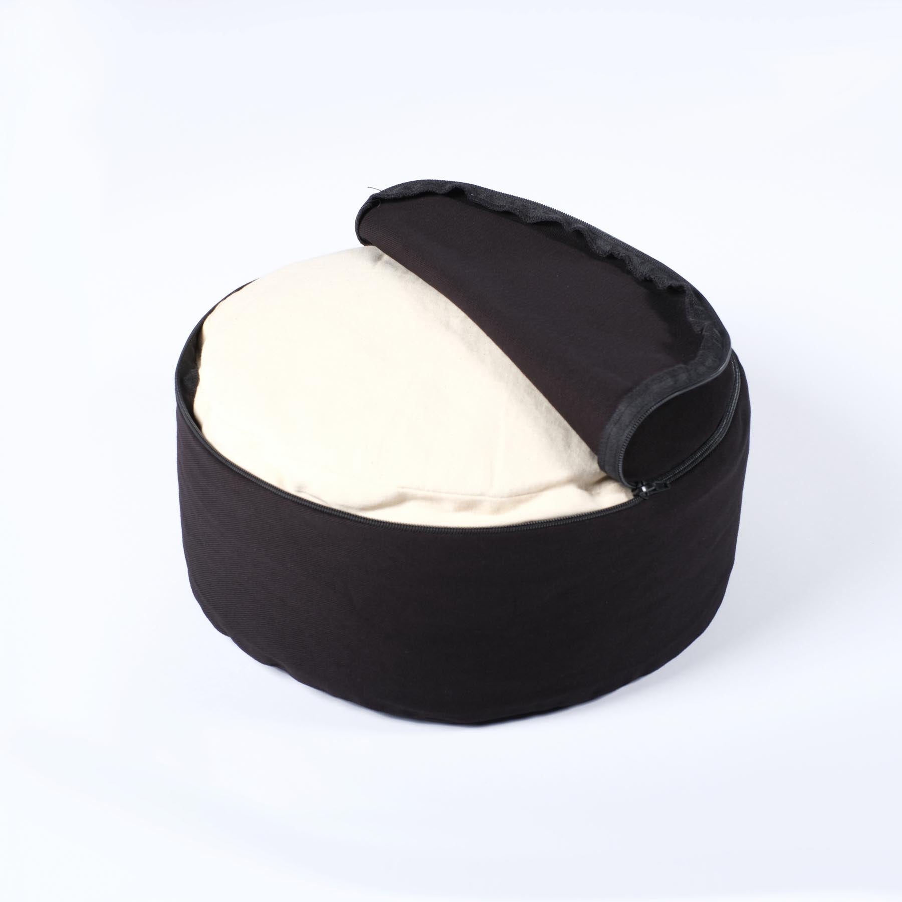 Cuscino da meditazione rotondo Lotus Gold Print Nero