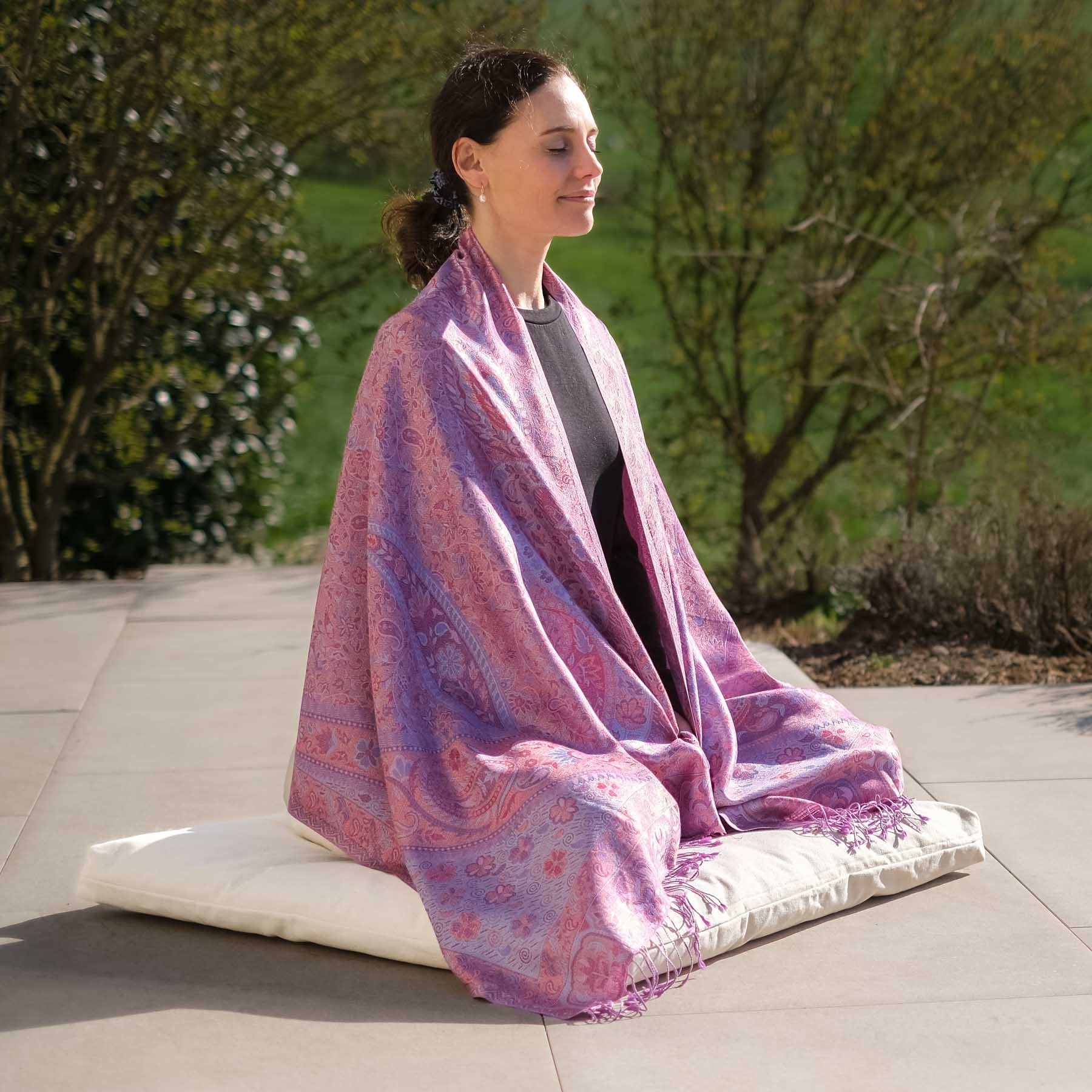 Tappetino da meditazione Zabuton Tappetino da meditazione in cotone bianco naturale