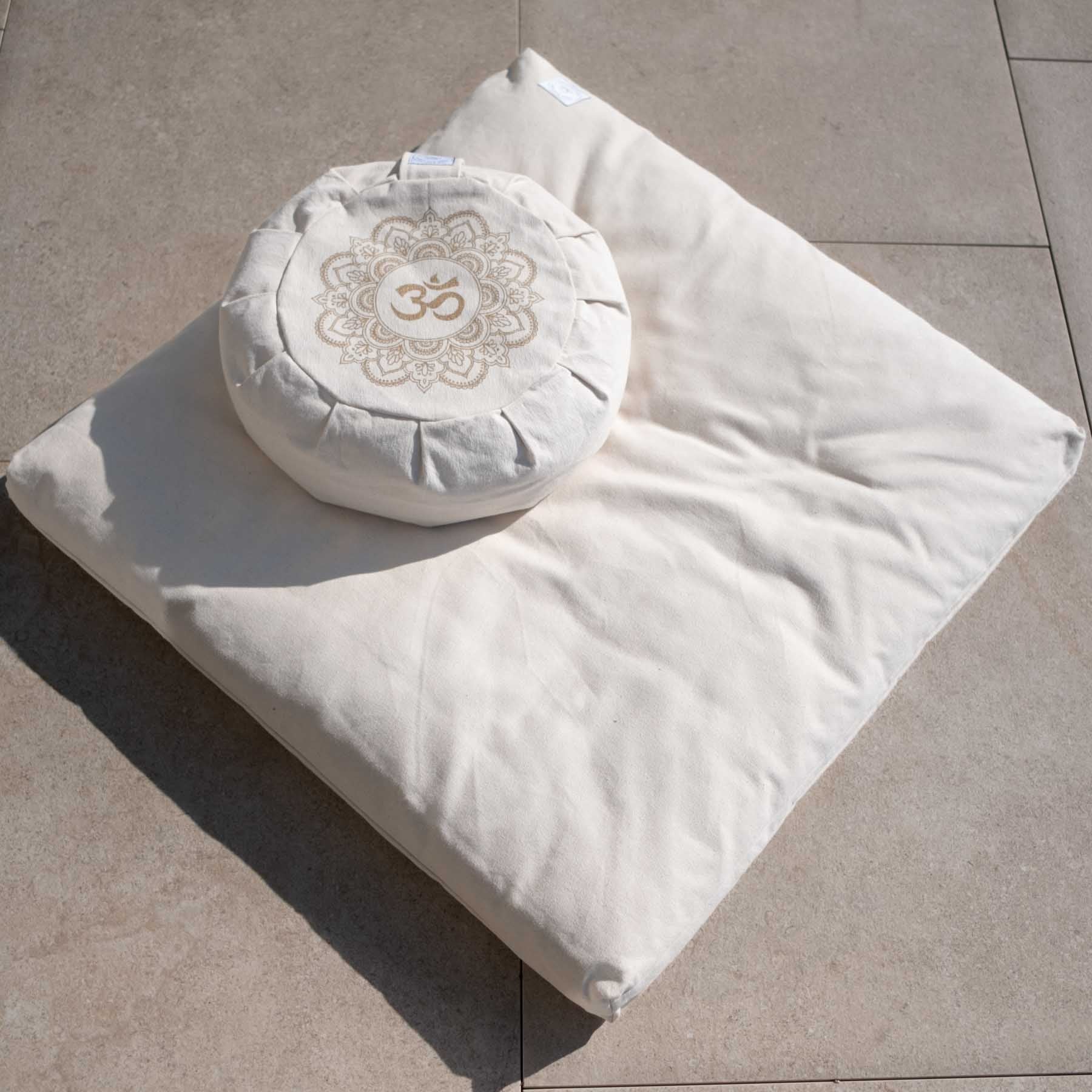 Tappetino da meditazione Zabuton Tappetino da meditazione in cotone bianco naturale