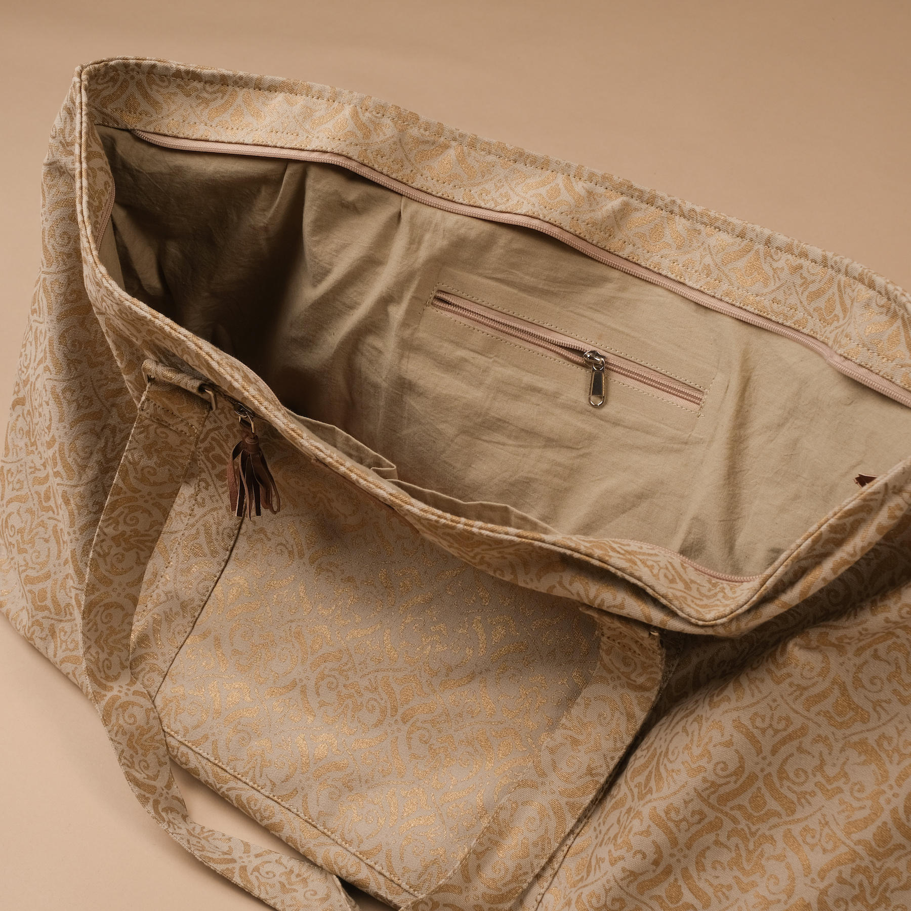 Yoga Bag Large - Borsa da viaggio in cotone con stampa a blocchi di sabbia