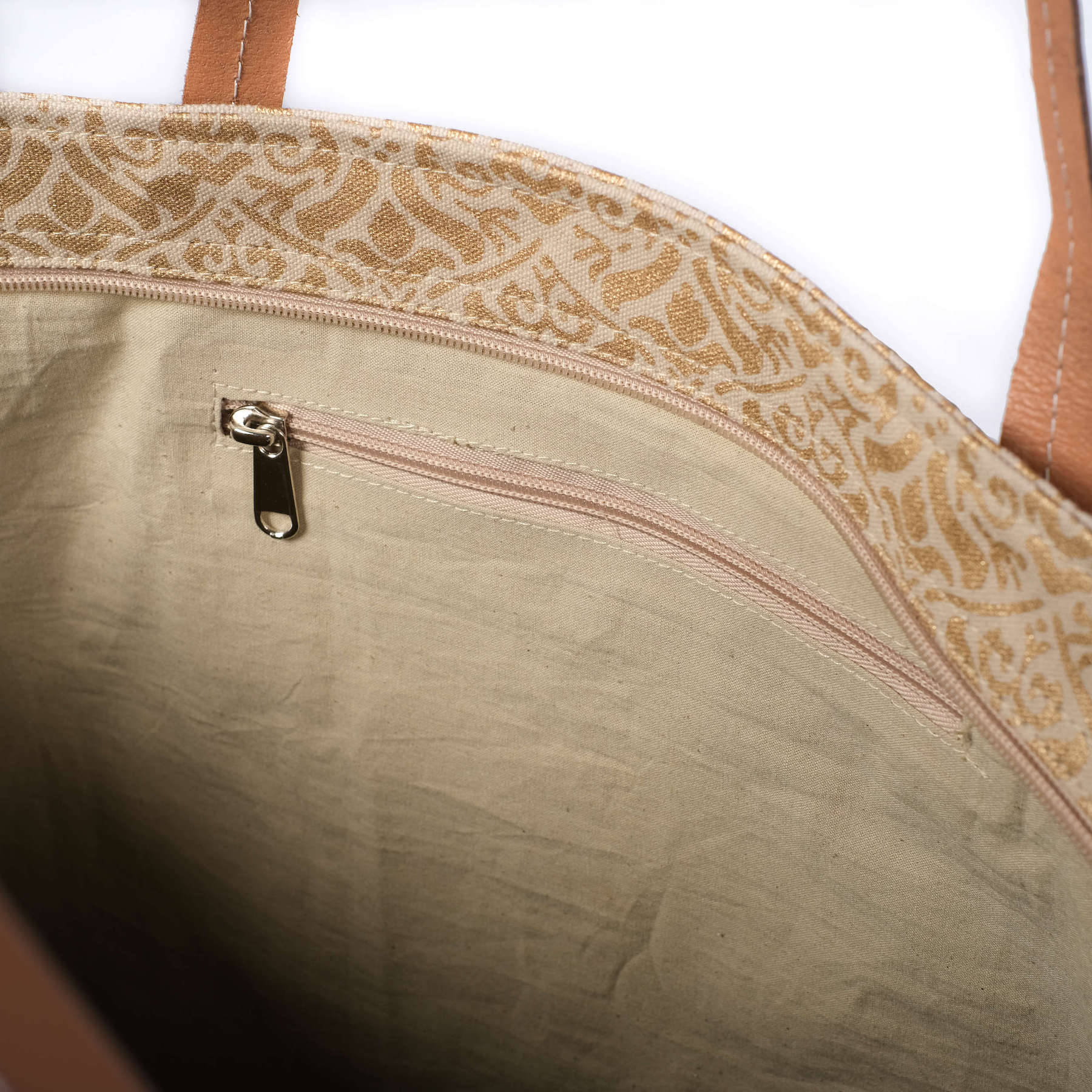 Borsa da meditazione in cotone organico Taj Mahal con stampa a blocchi d'oro sulla sabbia