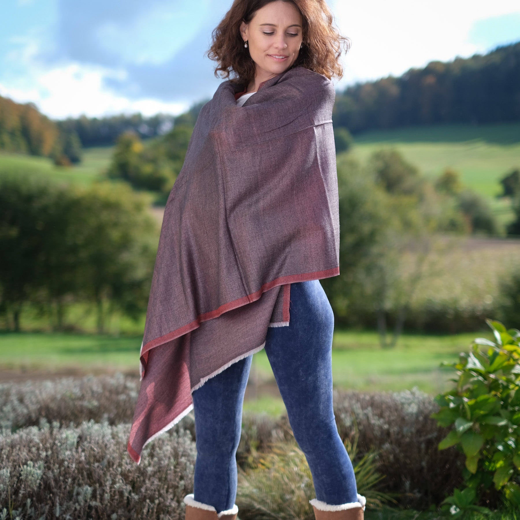 Scialle da meditazione in lana pregiata doppia lava