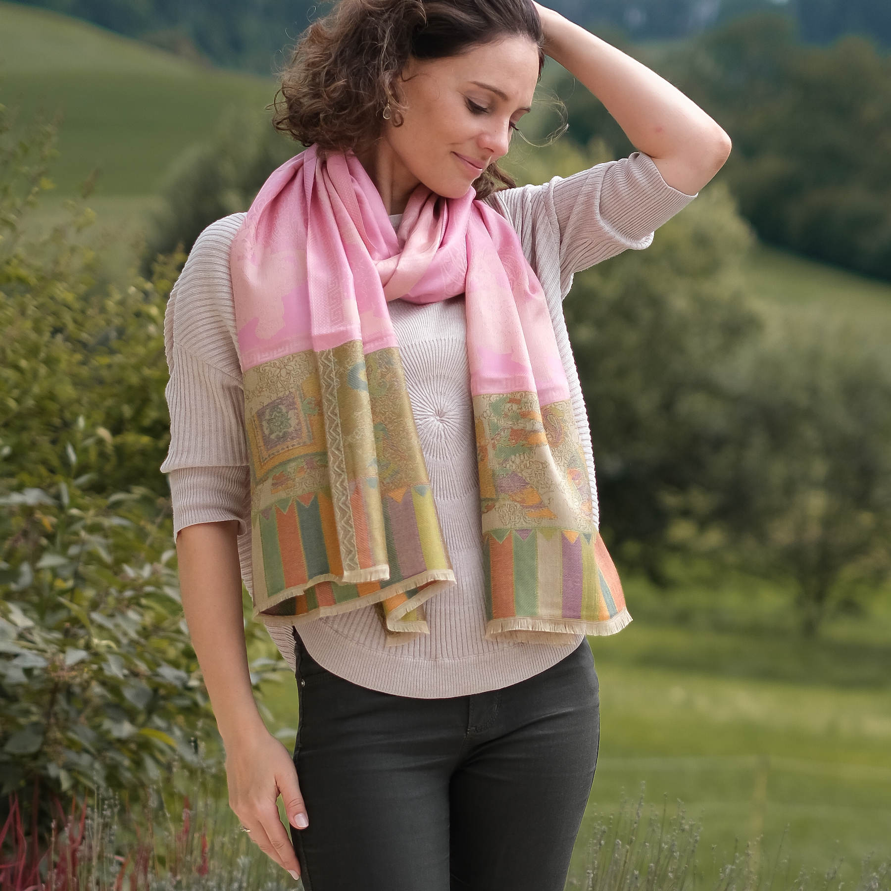 Scialle da meditazione Sciarpa Ganesh rosa