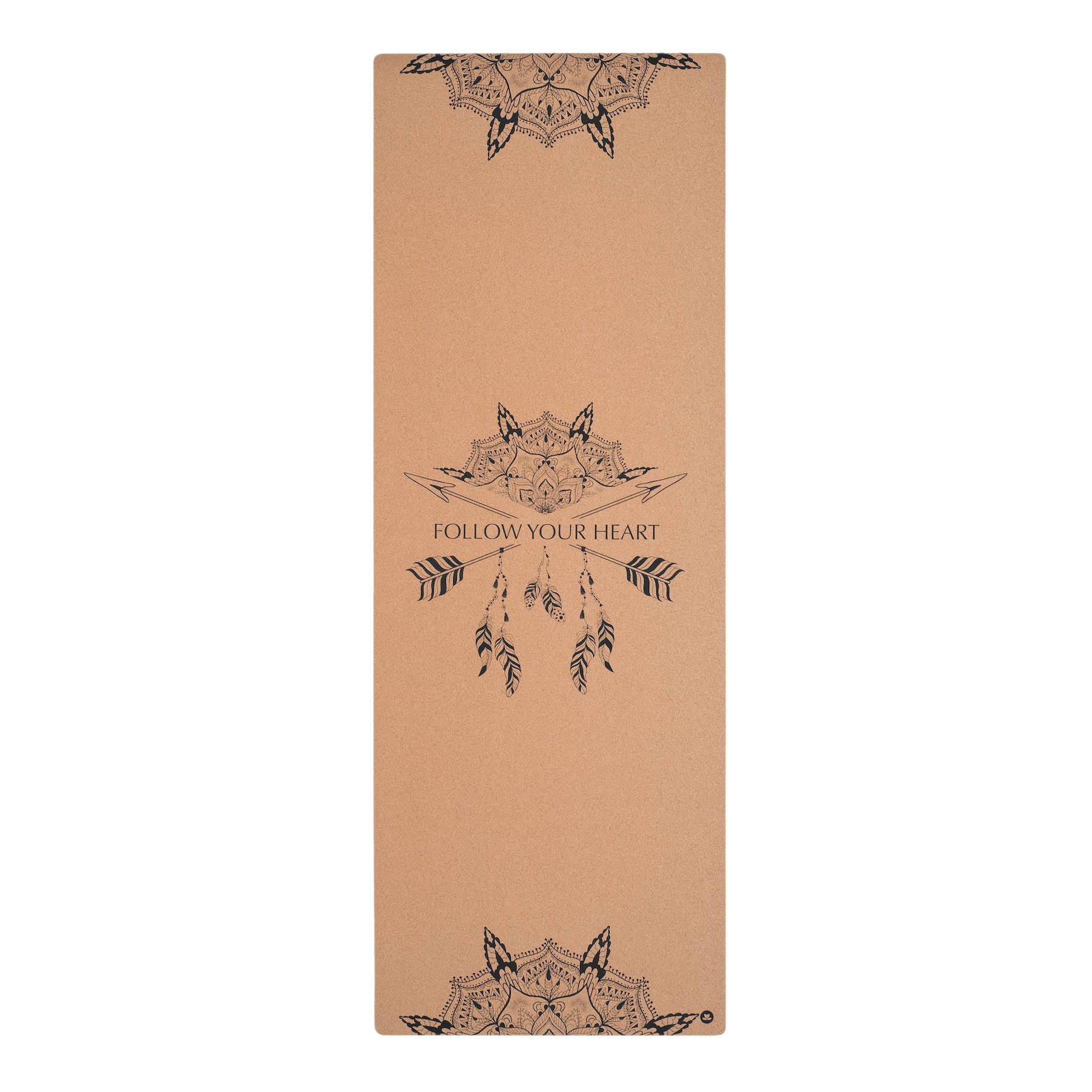 Tappetino da yoga in sughero Boho Segui il tuo cuore nero