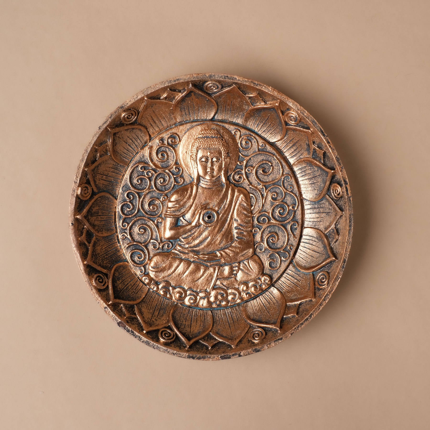 Porta incenso Buddha rotondo con fiore di loto