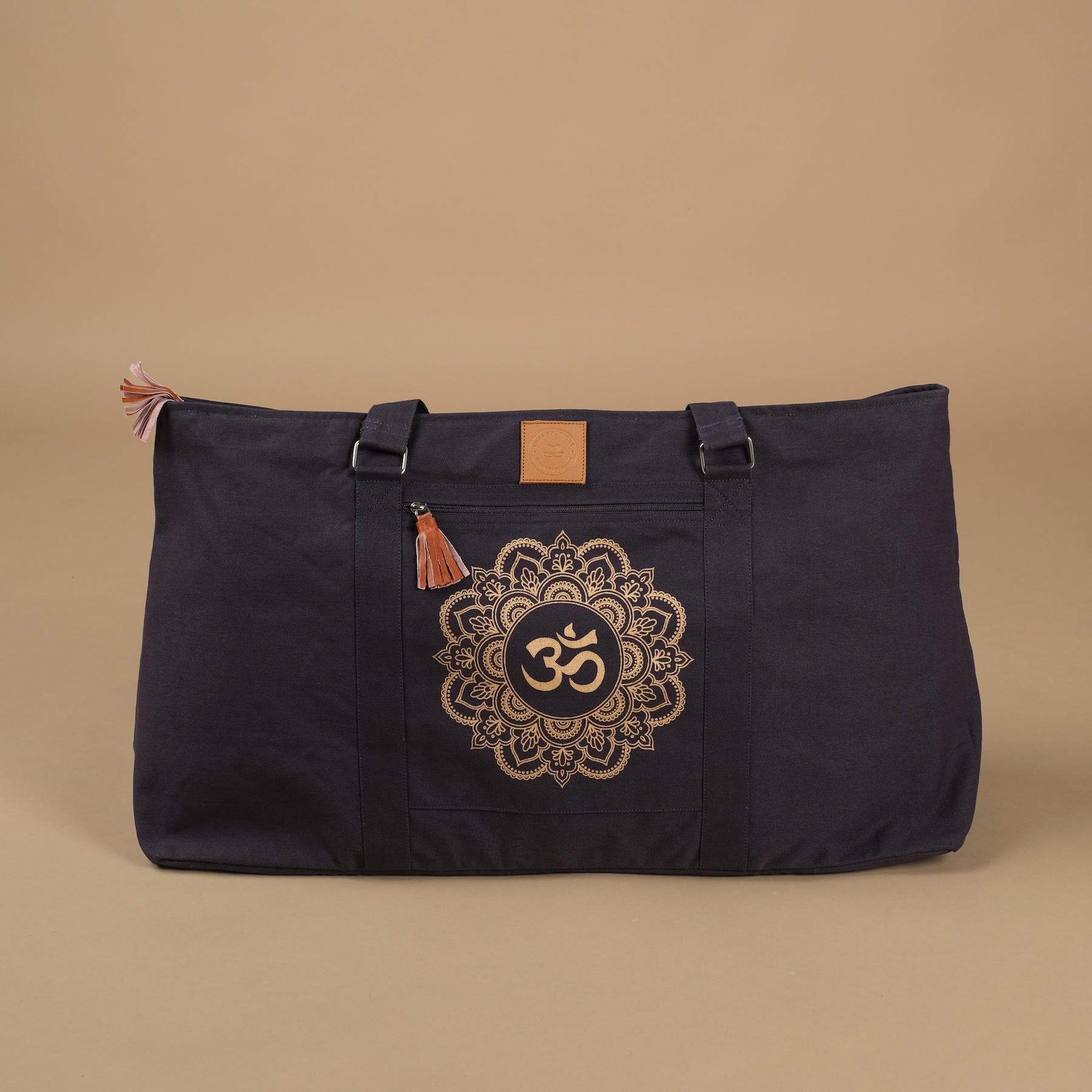 Borsa yoga grande - Borsa da viaggio in cotone Mandala OM navy