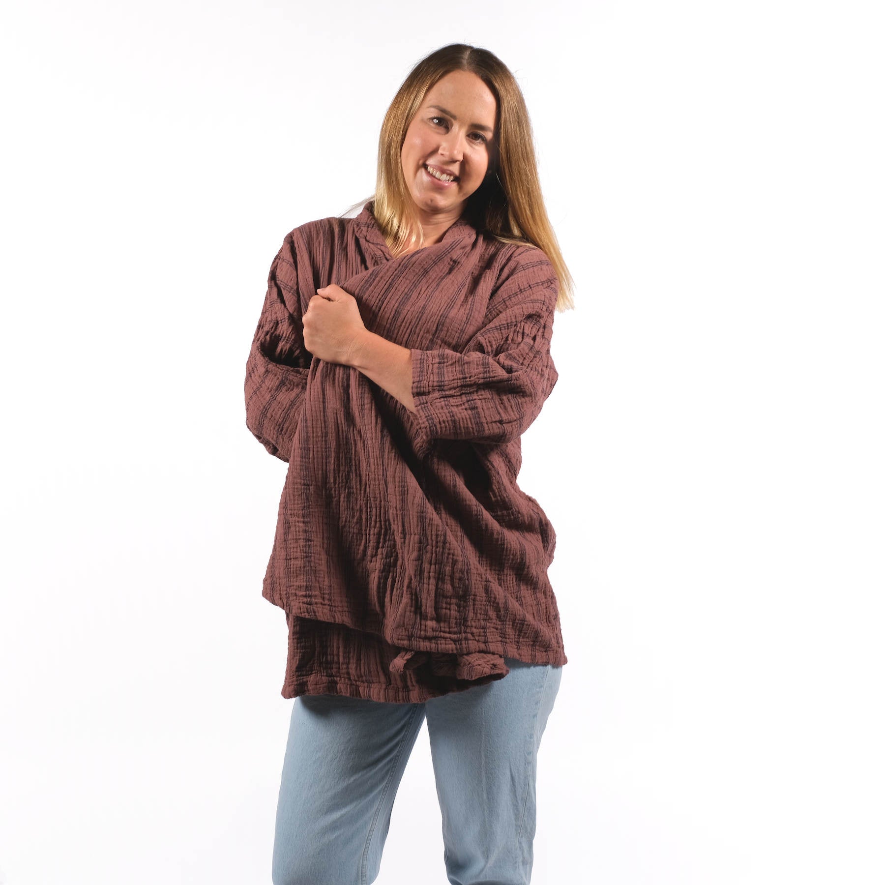 Cardigan estivo in cotone terracotta