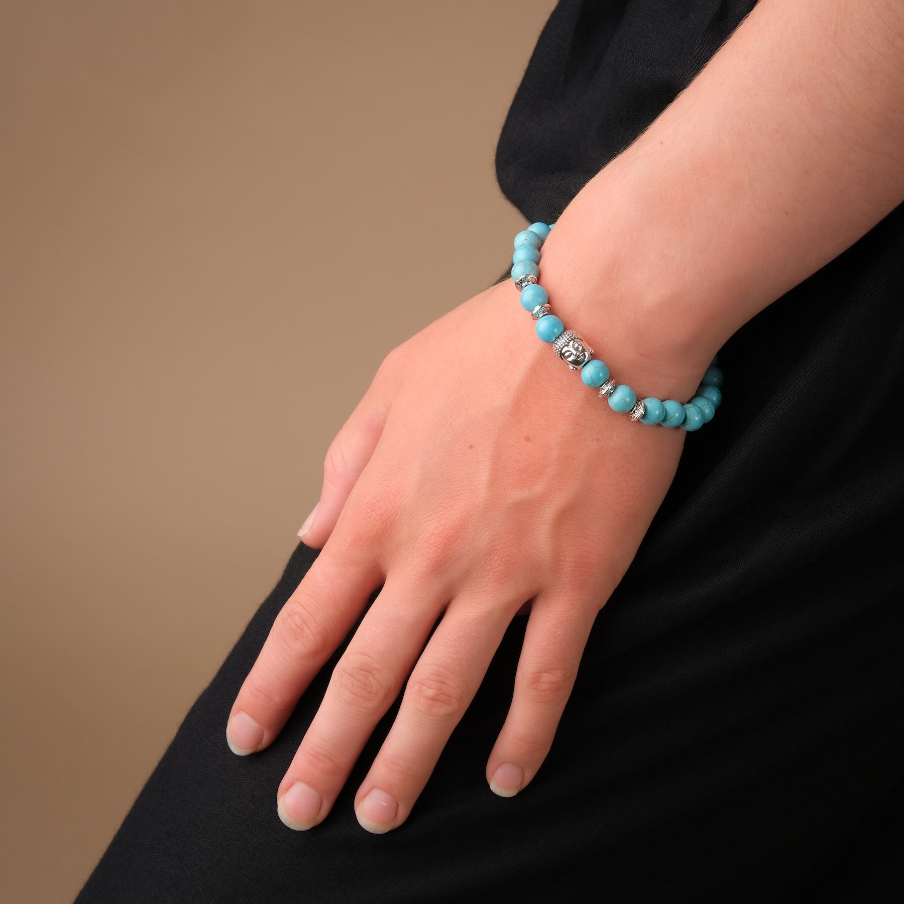 Bracciale di pietre preziose Buddha di turchese
