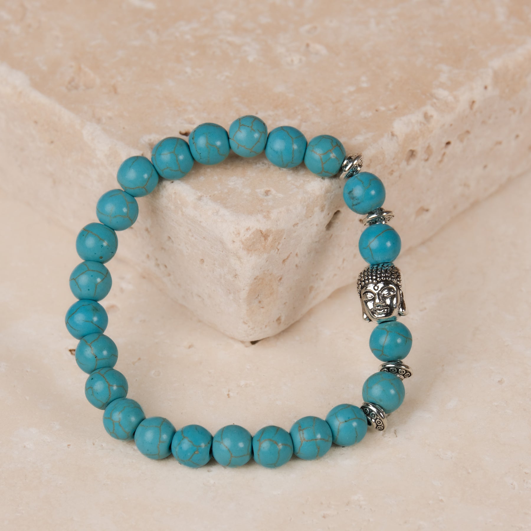 Bracciale di pietre preziose Buddha di turchese