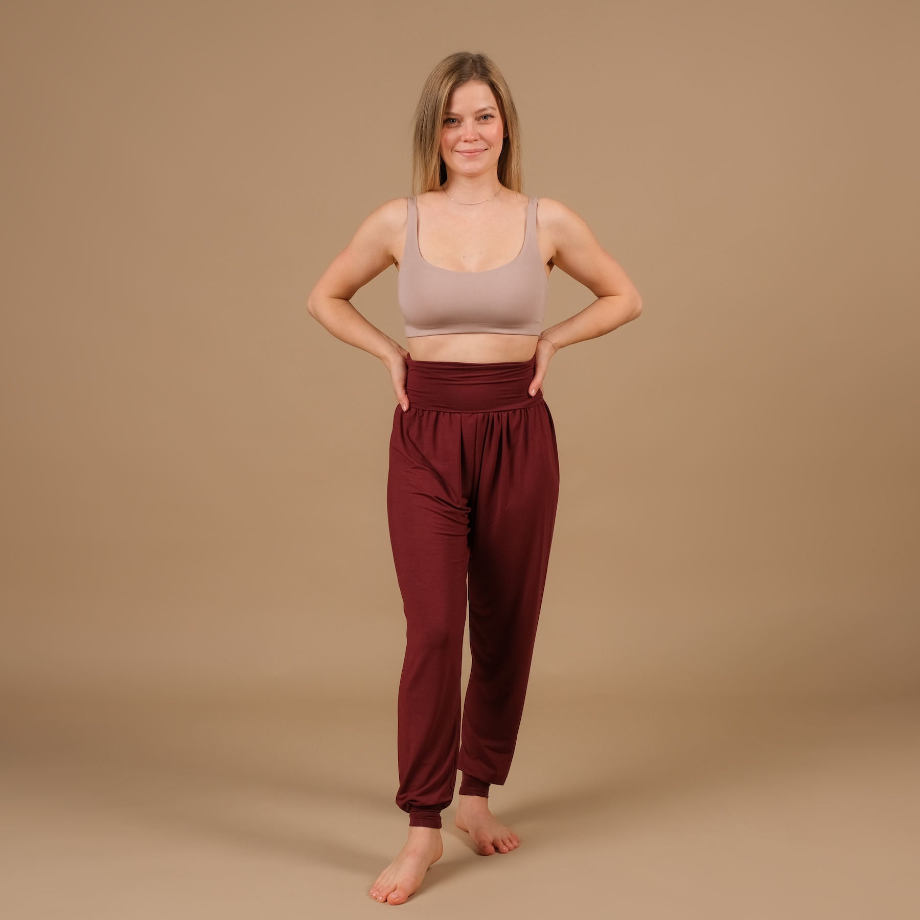 Reggiseno yoga Comfy mocca, sostenibile, made in Switzerland