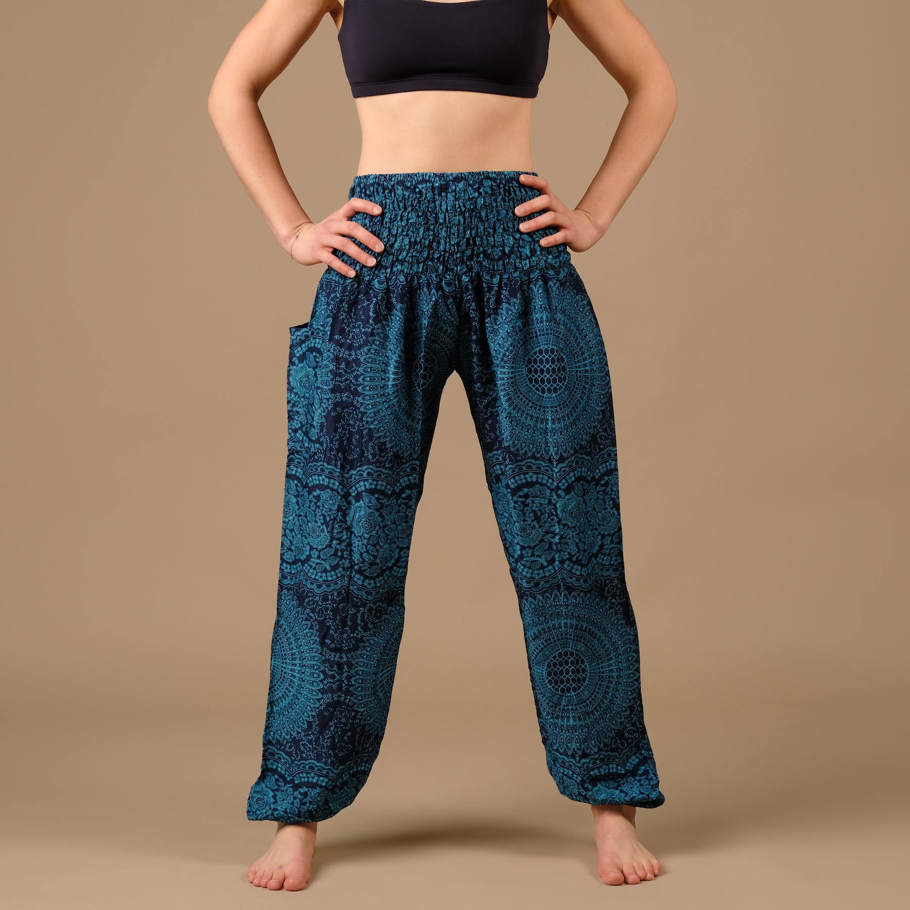 Yoga Harem Pantaloni Boho Pantaloni dell'estate indiana blu
