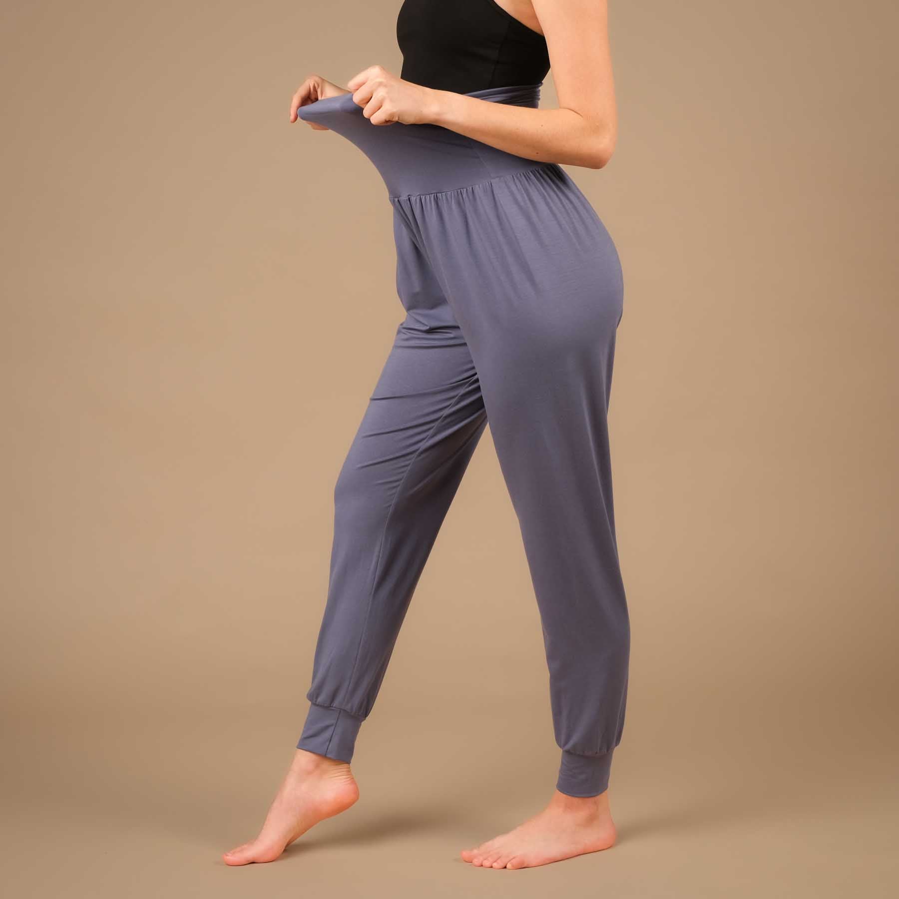 Pantaloni da yoga lunghi Taj Mahal, realizzati in modo sostenibile in Svizzera, colore grigio blu