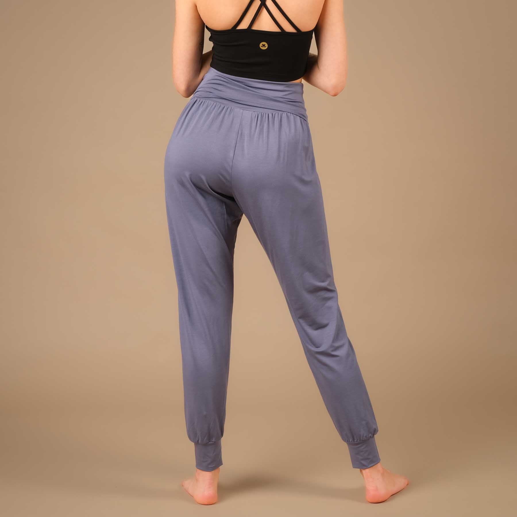 Pantaloni da yoga lunghi Taj Mahal, realizzati in modo sostenibile in Svizzera, colore grigio blu