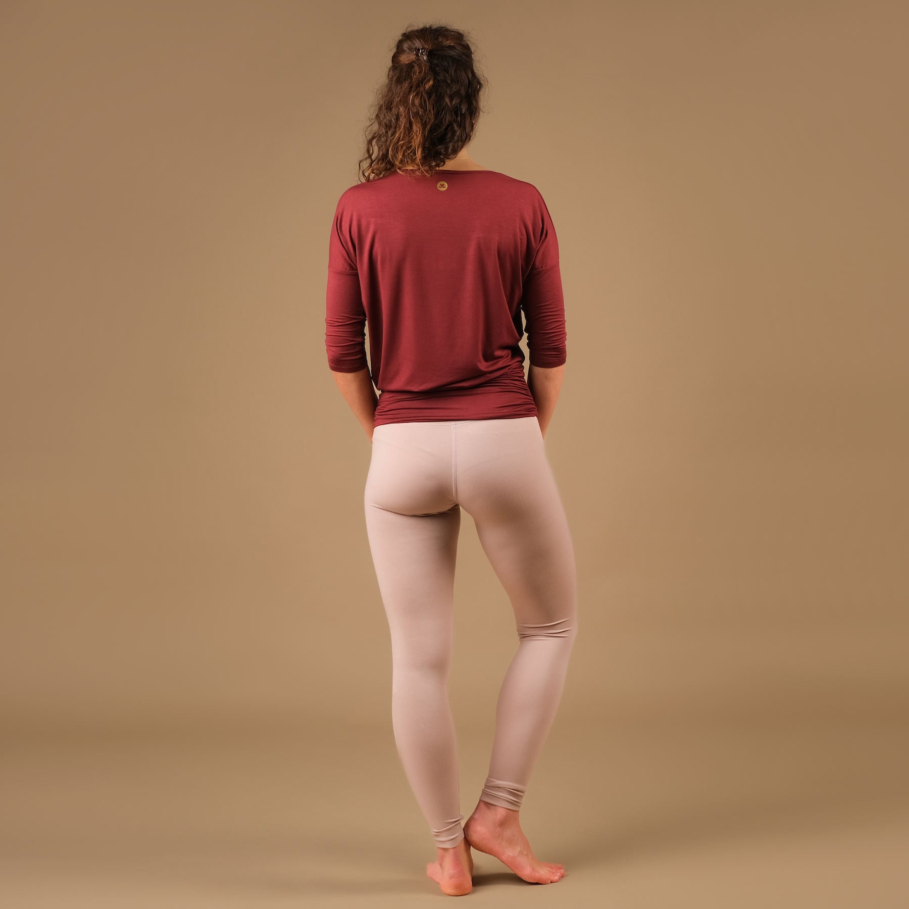 Camicia da yoga Comoda manica 3/4, made in Switzerland, tessuto morbidissimo, bordeaux