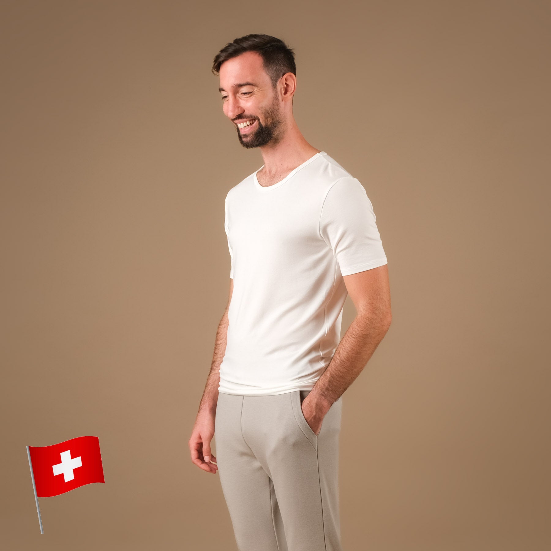 Camicia yoga da uomo Classy a maniche corte bianca