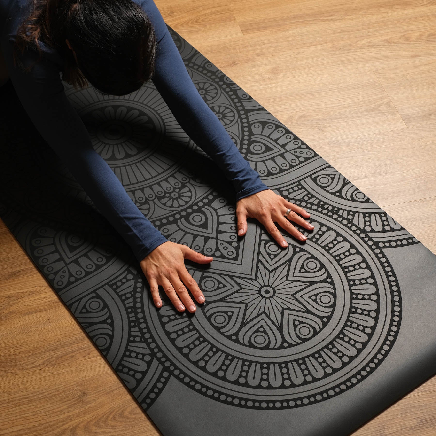 Tappetino yoga SuperGrip 2.0 Mandala molto antiscivolo nero