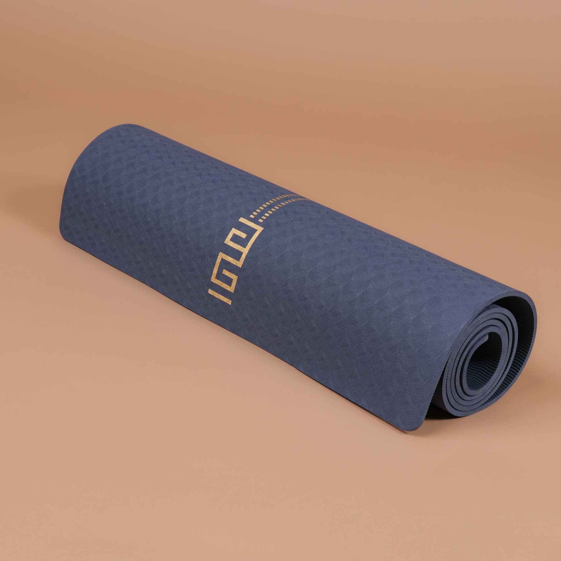 Tappetino yoga TPE stampa oro blu navy