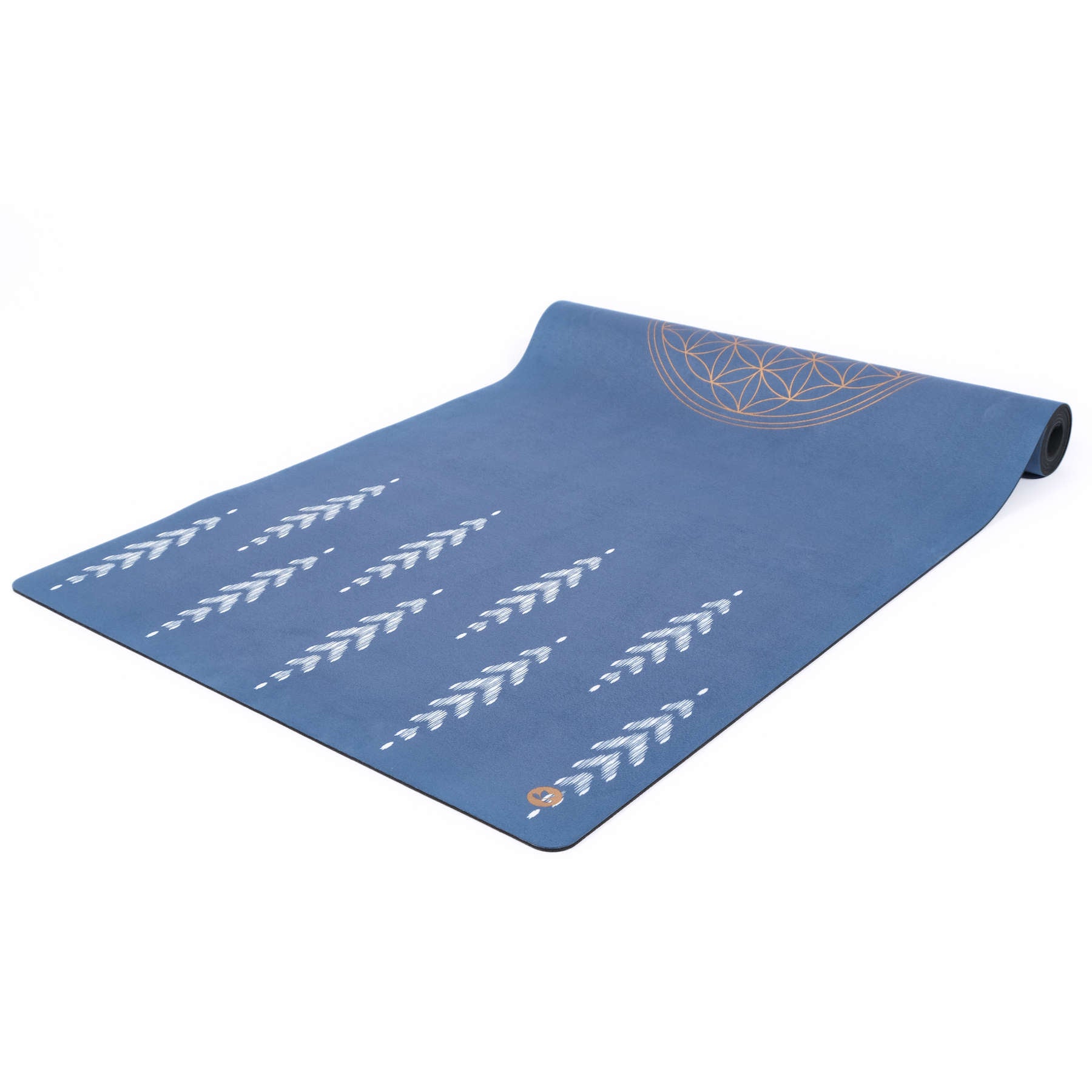 Tappetino yoga in velluto Fiore della Vita blu indaco