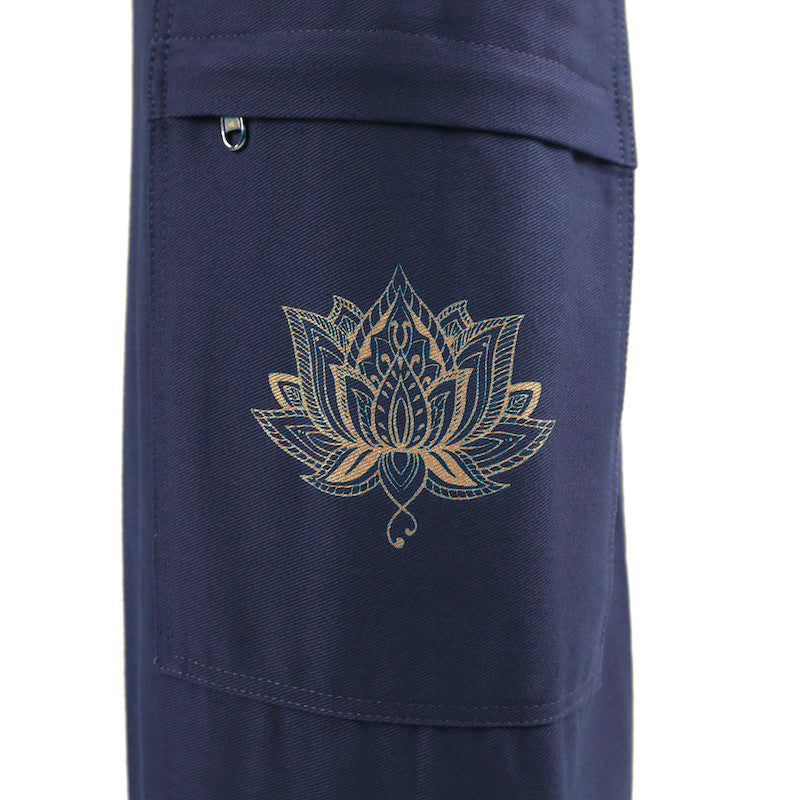Borsa per tappetino yoga in cotone Lotus blu navy