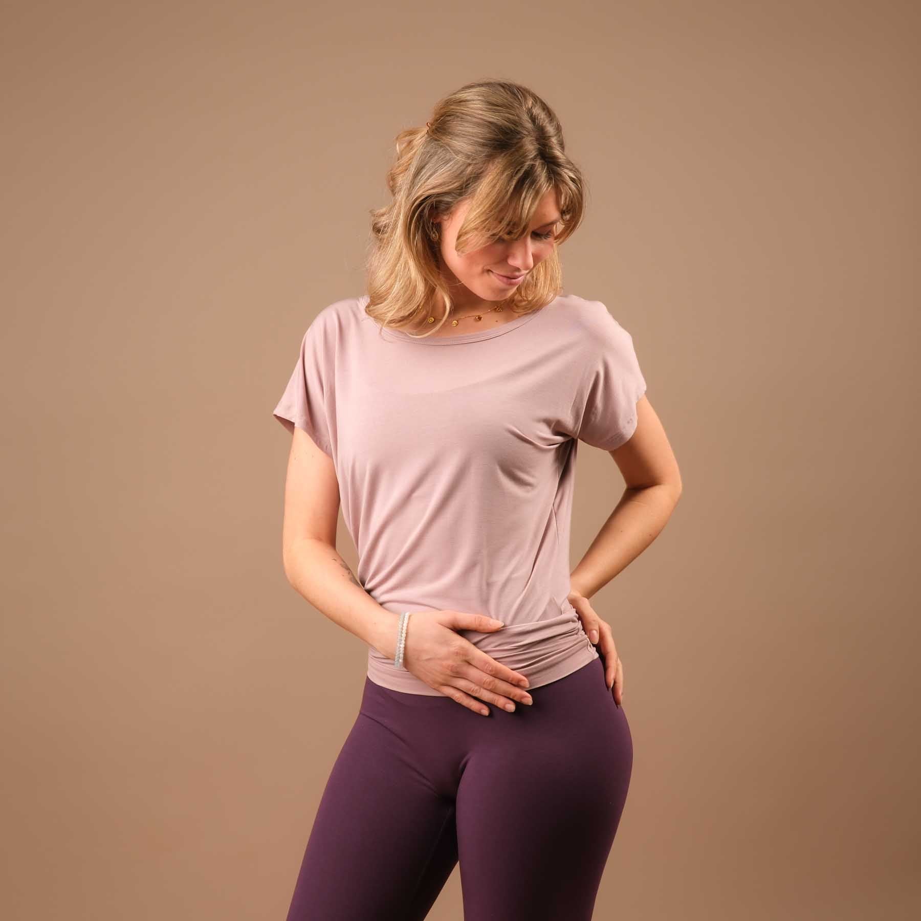 Camicia yoga senza schienale aperta rosa