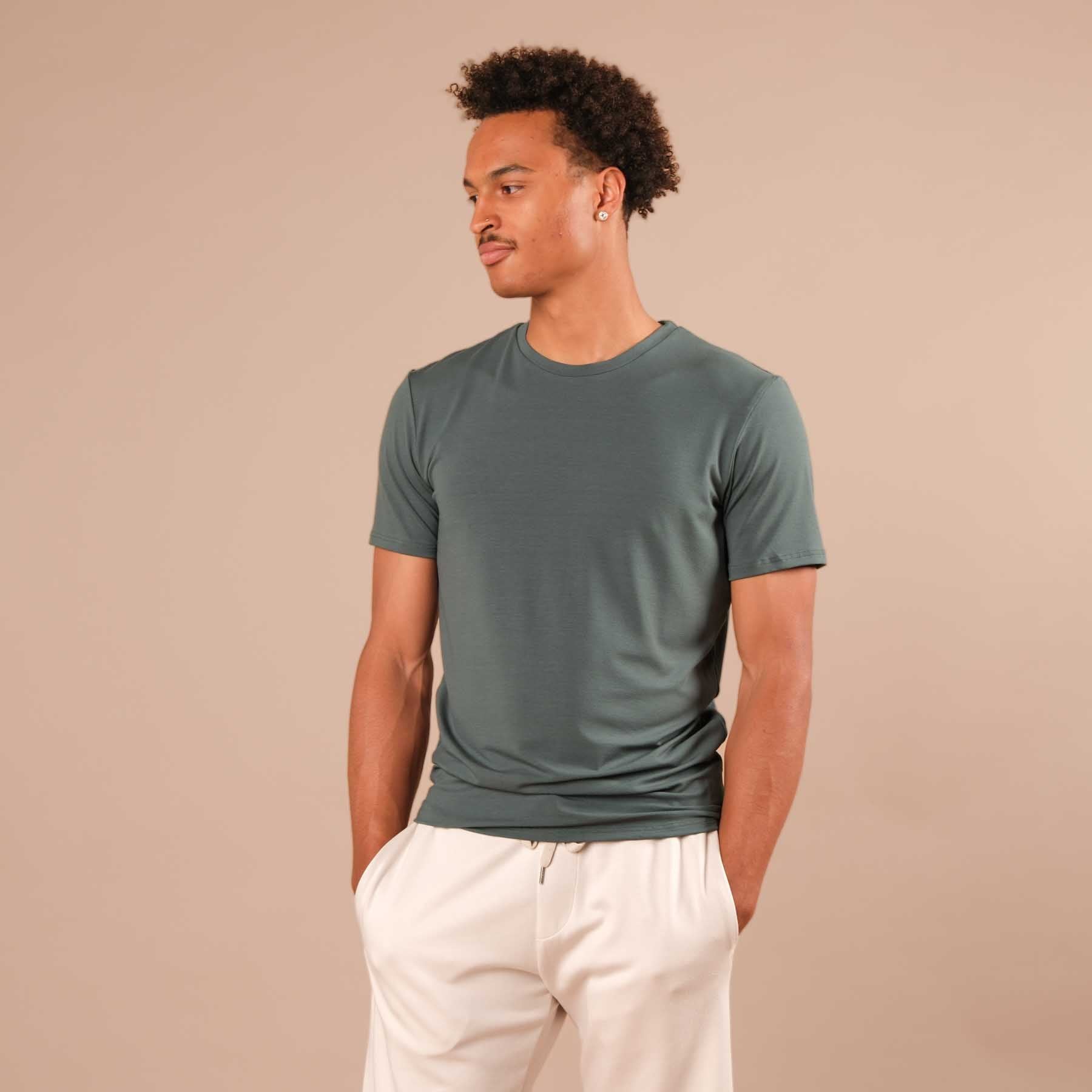 Camicia yoga uomo Classy manica corta smeraldo