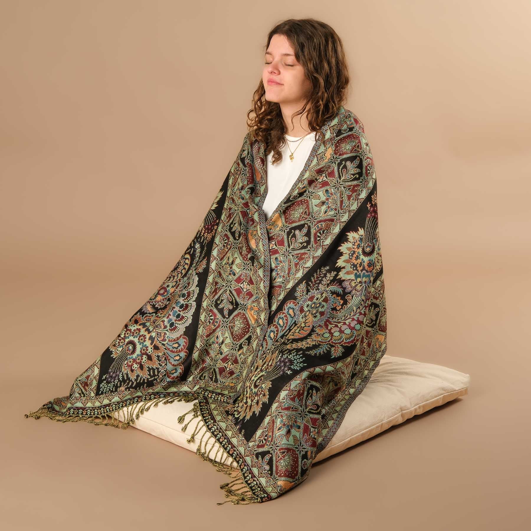 Scialle da meditazione in viscosa edera