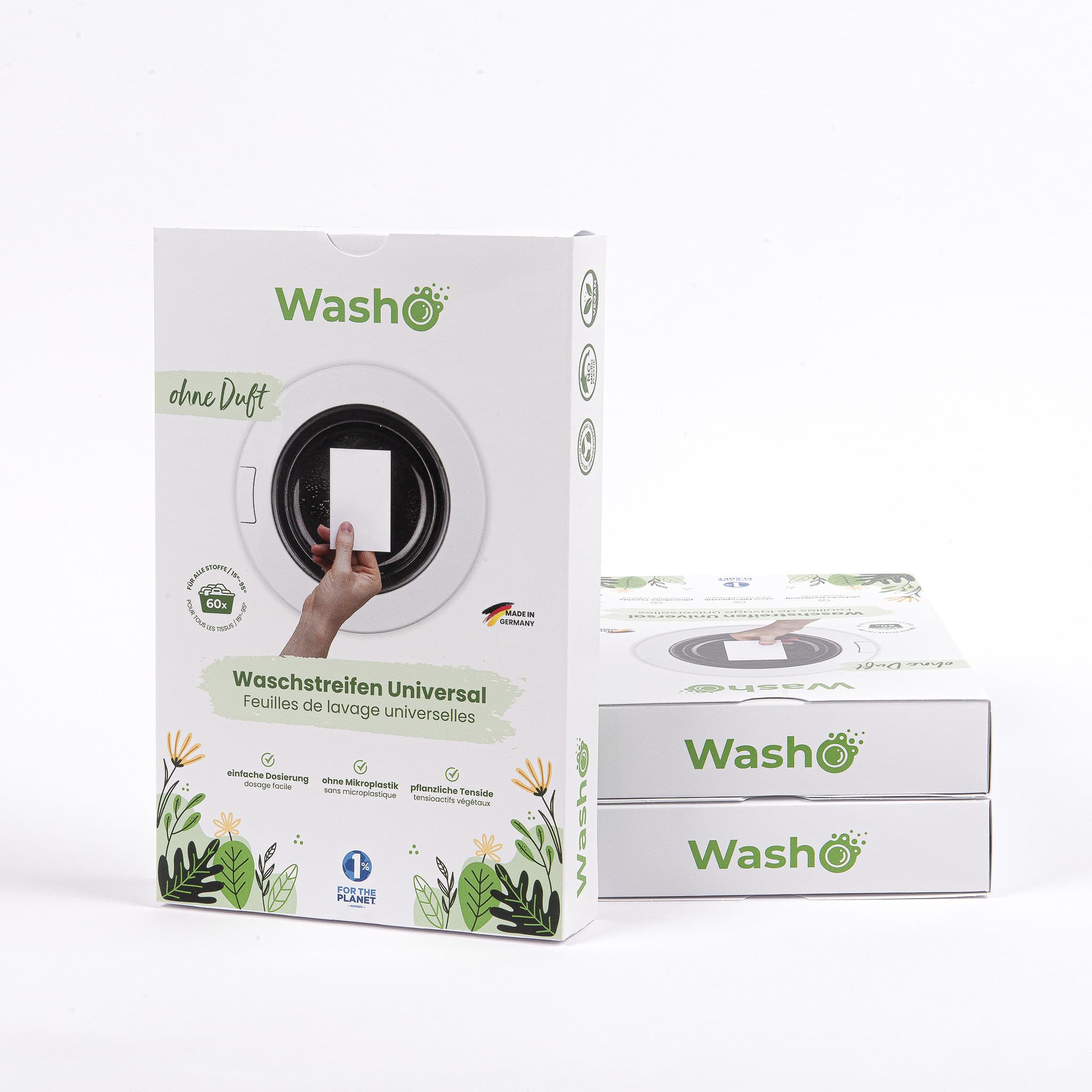 Washo strisce lavanti ecologiche senza profumo Set di 3