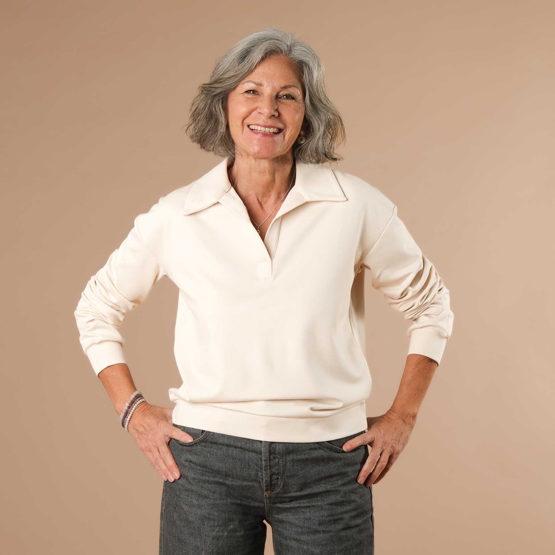 Elegante maglione business da donna - ideale per l'ufficio, la casa e i viaggi ecru