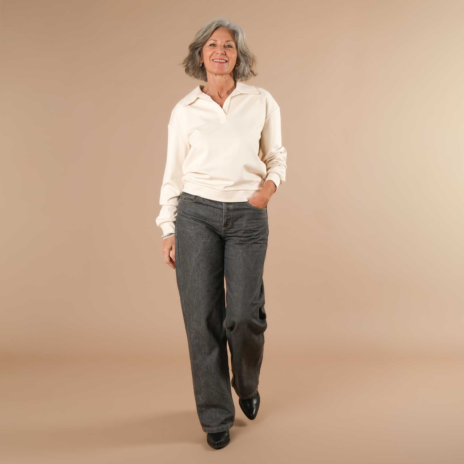 Elegante maglione business da donna - ideale per l'ufficio, la casa e i viaggi ecru