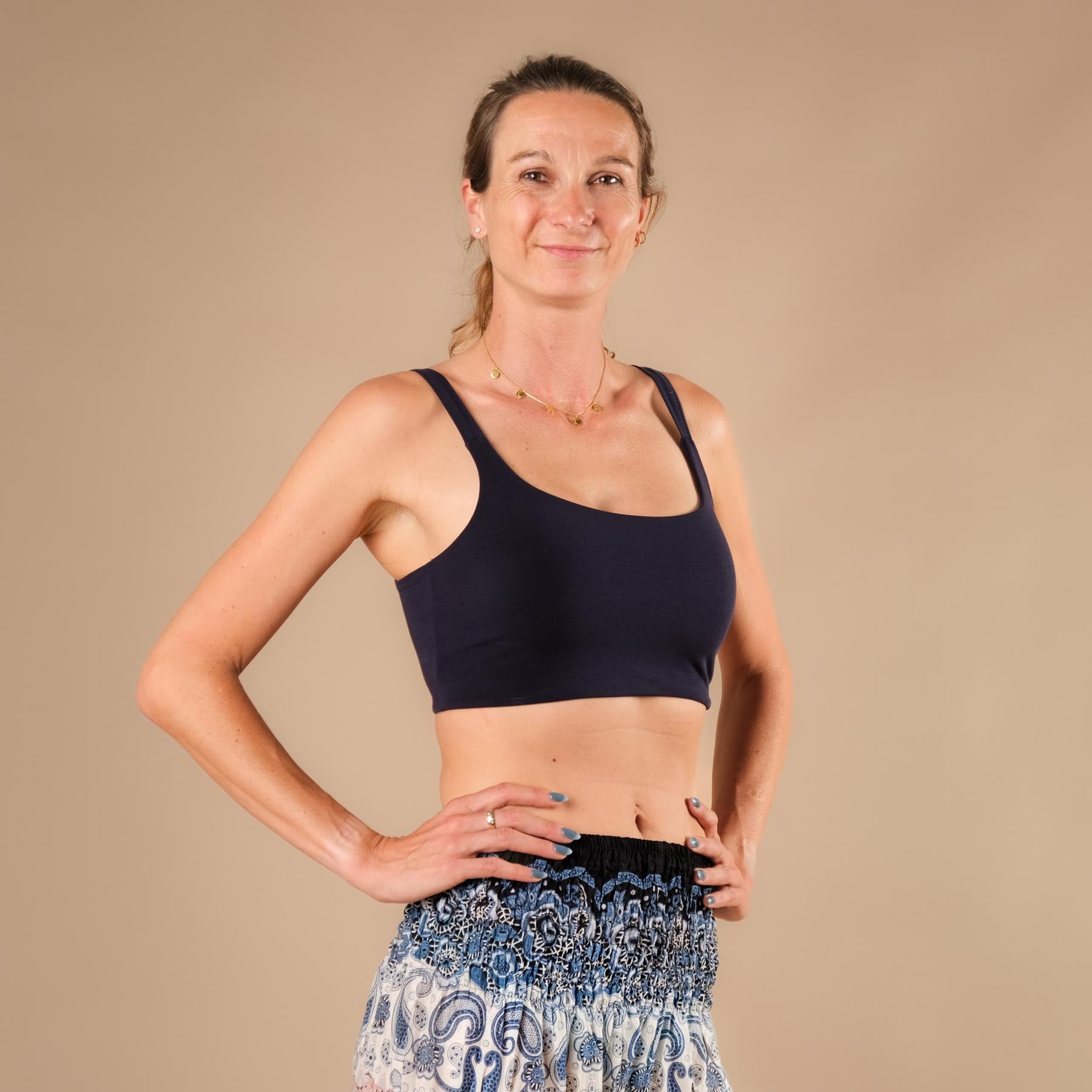 Reggiseno yoga a righe Comfy navy