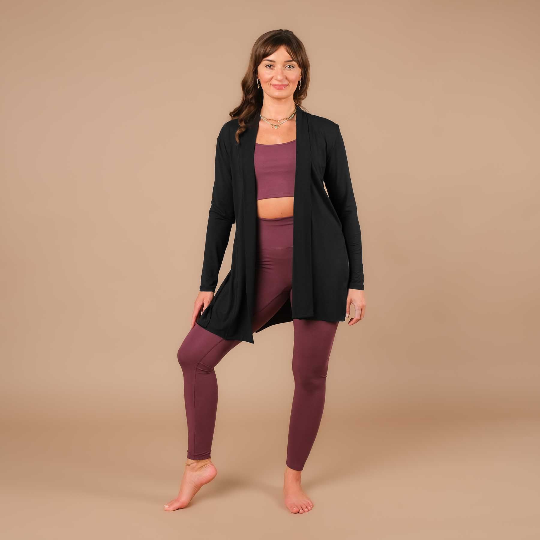 Comodo cardigan da yoga made in Switzerland nero