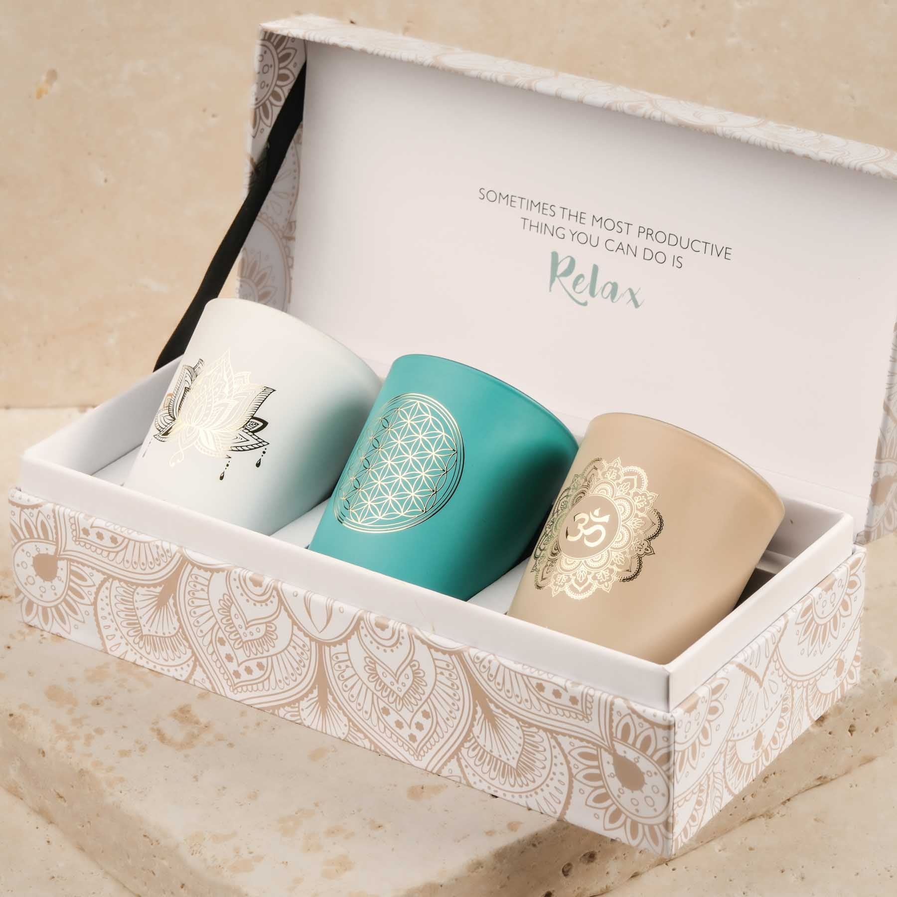 Set di 3 candele profumate - confezione regalo