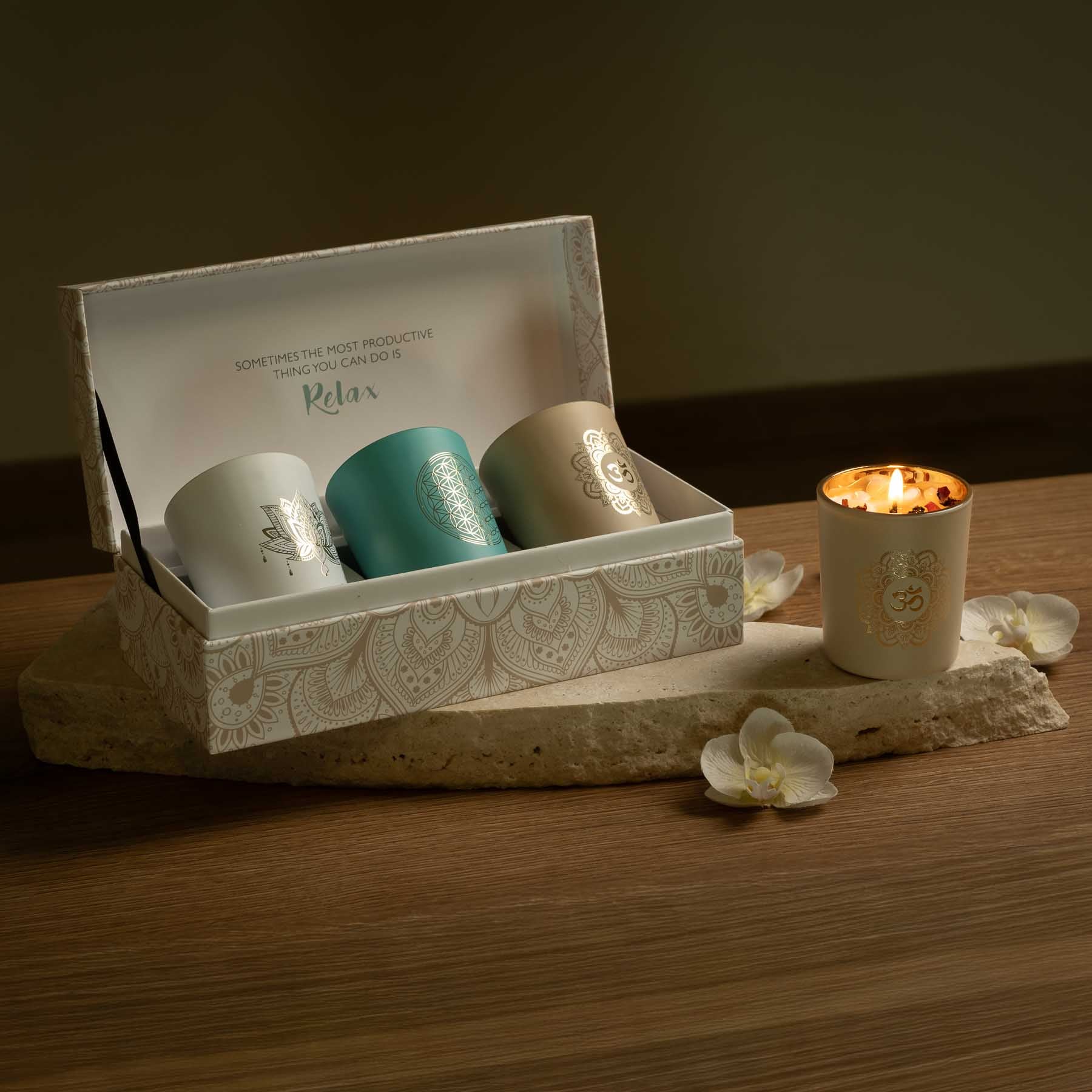 Set di 3 candele profumate - confezione regalo