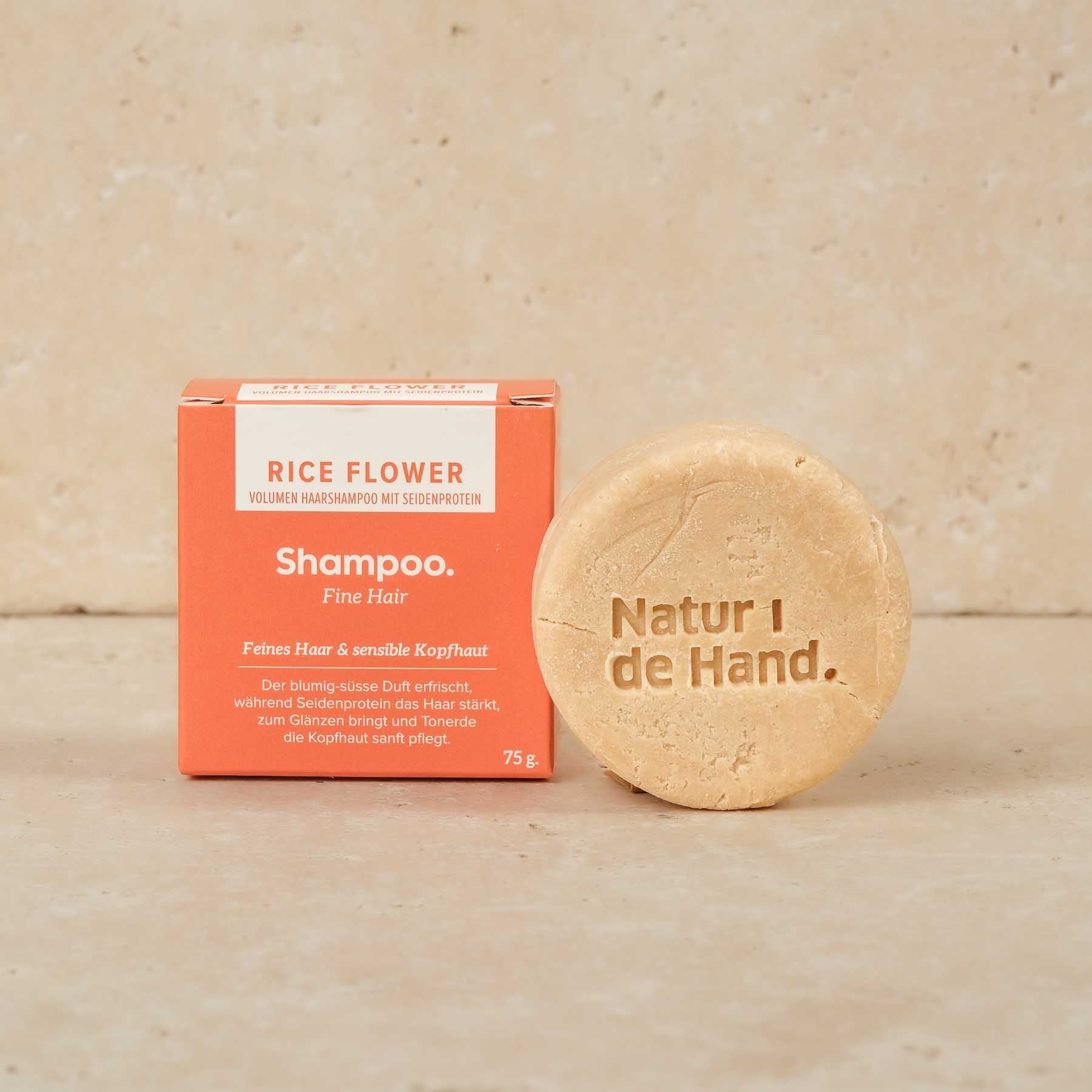 Sapone solido per capelli, zero rifiuti - Barretta shampoo - Fiore di riso