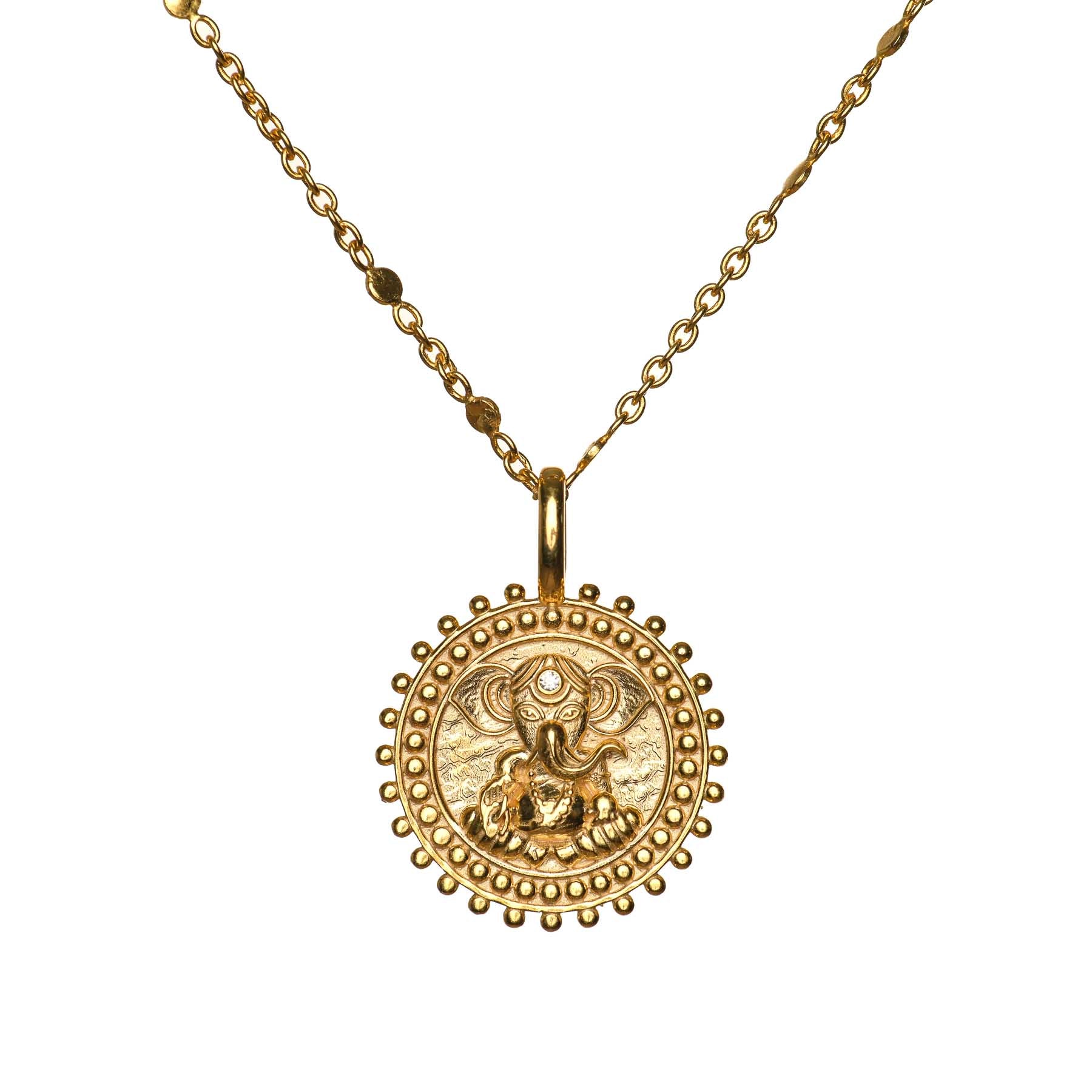 Collana Ganesh con zirconi d'oro