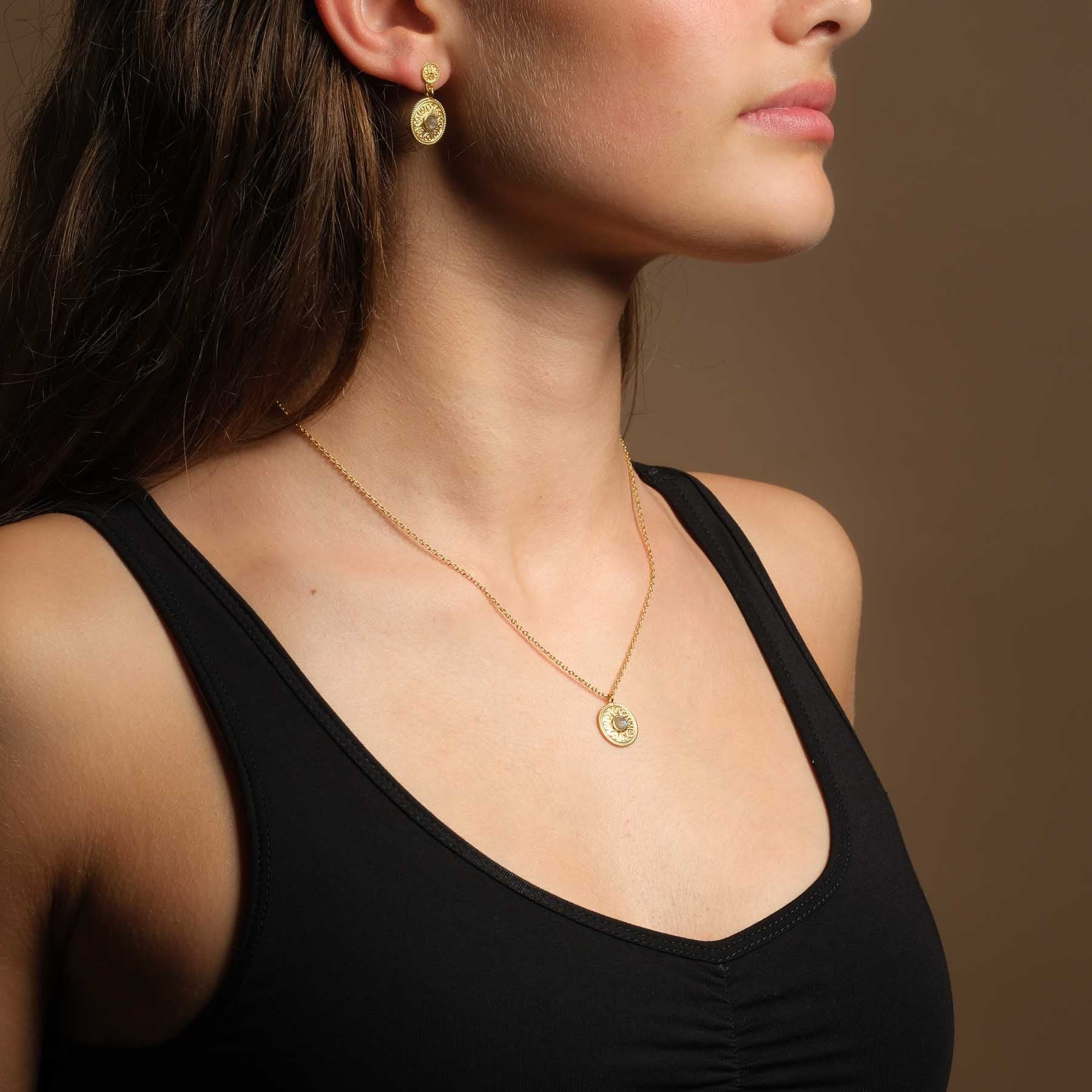 Collana Mandala Love con labradorite d'oro