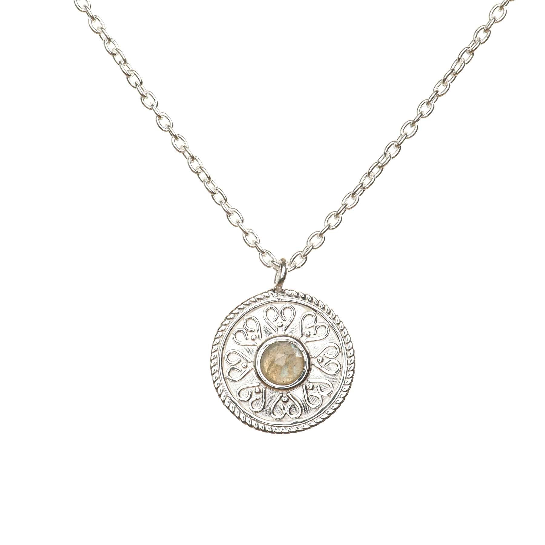 Collana Mandala Love con labradorite in argento